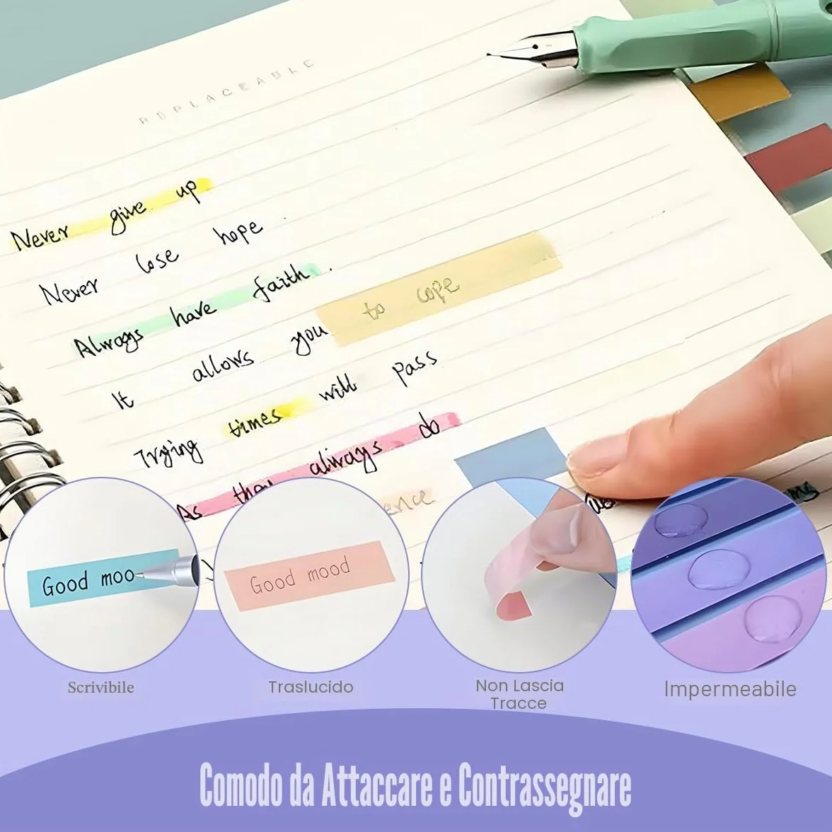 Segnapagina Adesivi Trasparenti Colorati 2400 Pezzi 12 Stili per Ufficio Scuola