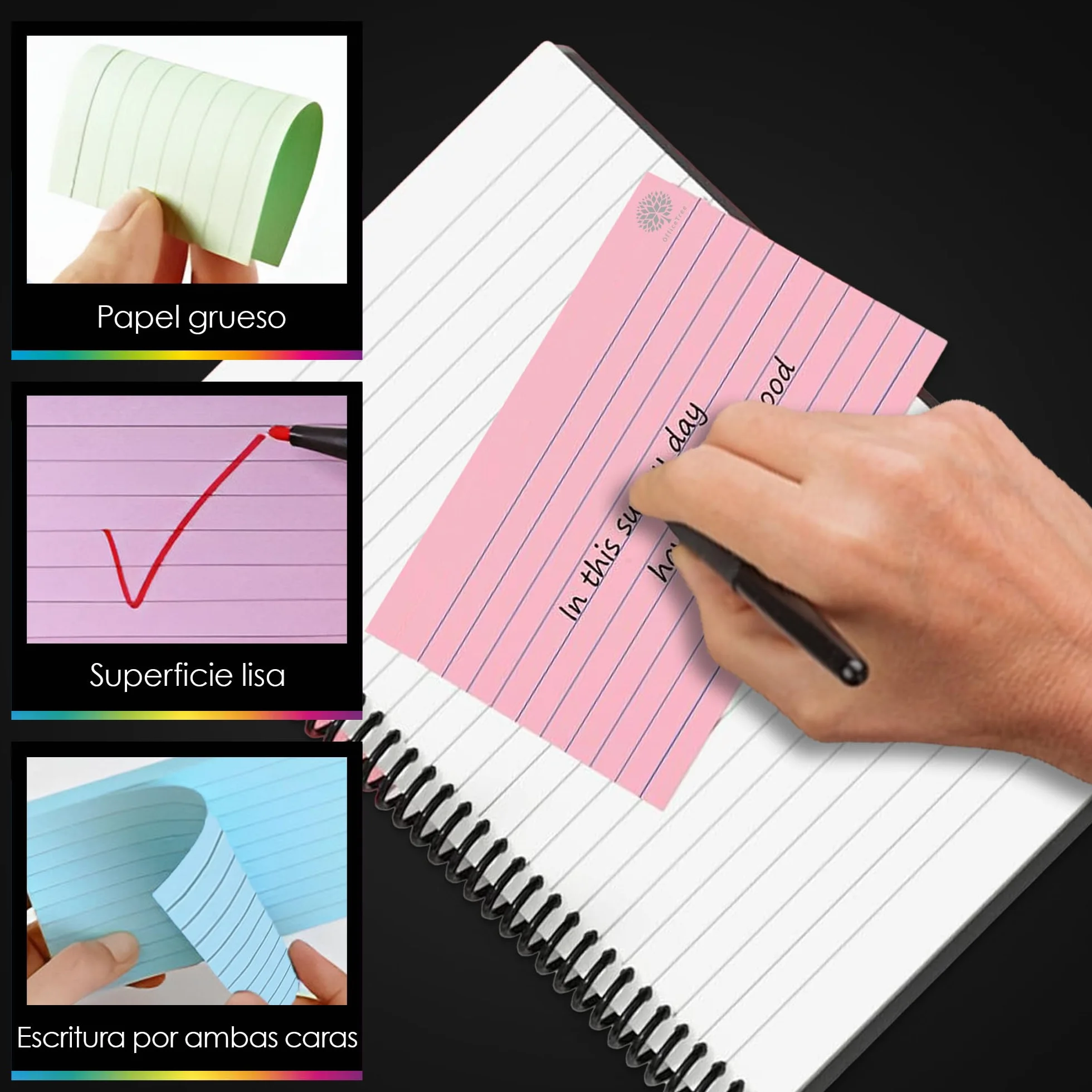 OfficeTree 250x Flashcards A6 A Righe 5 Colori Schede Indice per Scuola e Studio