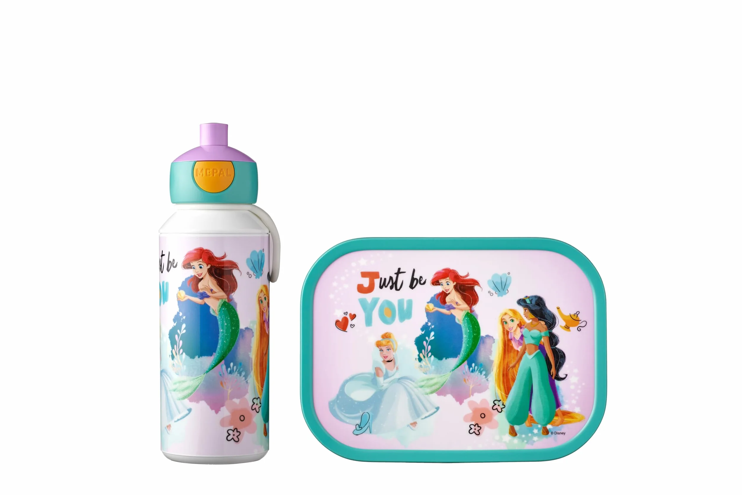 Mepal - Set da Pranzo Campus per Bambini con Borraccia Pop-up e Porta Pranzo - per Scuola o Gite - Privo di BPA - 400 ml + 750 ml - Disney Princess