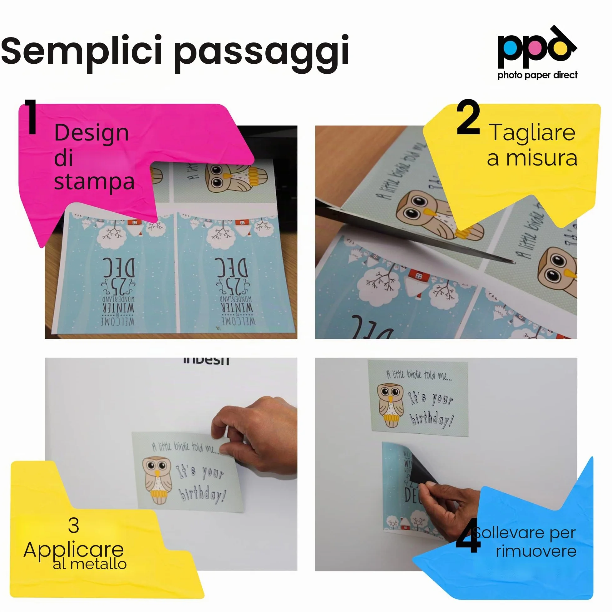 Carta Magnetica Opaca A4 5 Fogli per Stampanti Inkjet PPD-32-5