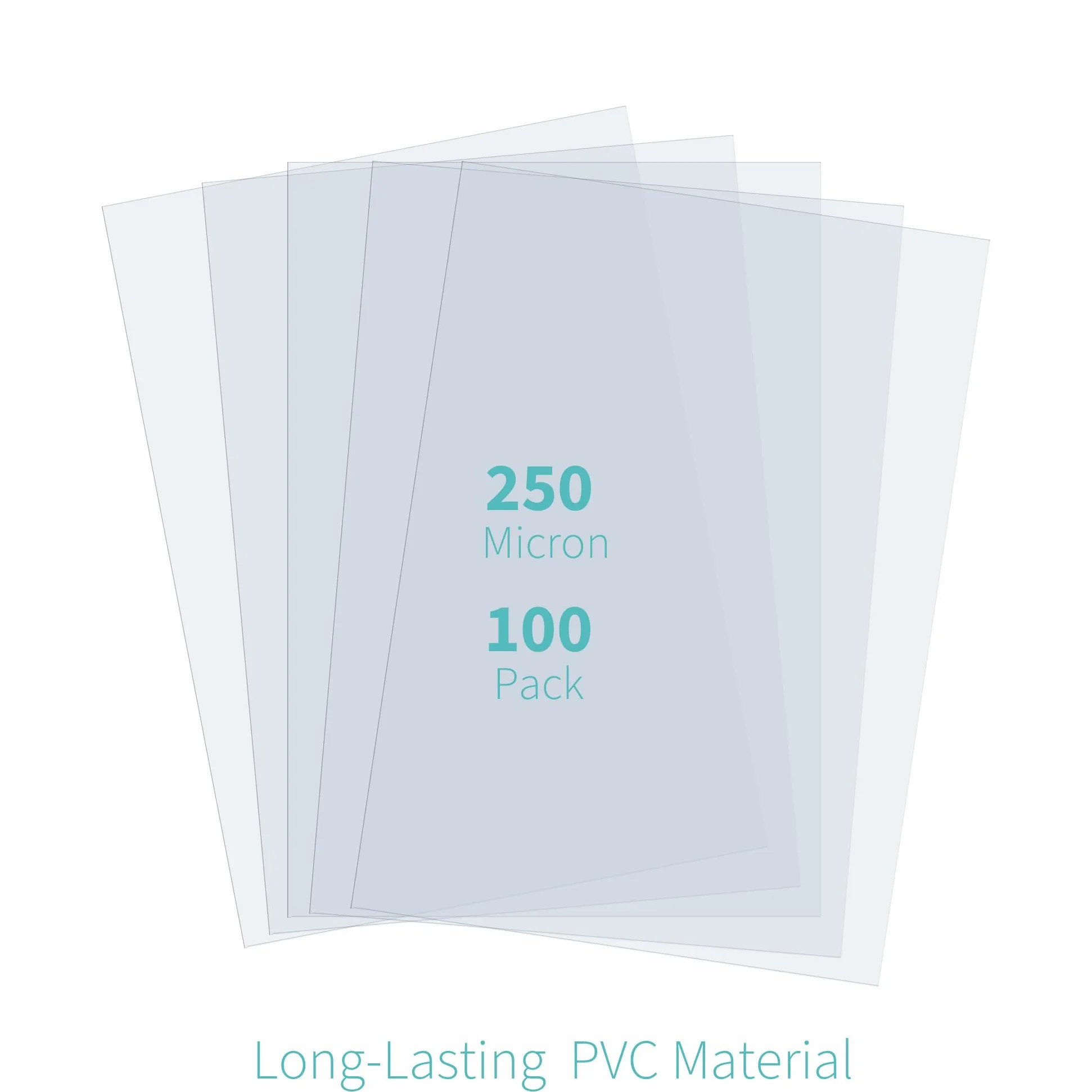 Binditek Confezione da 100 copertine per rilegatura A4, 250 micron, in PVC, con angoli quadrati, non perforate, per ufficio e scuola