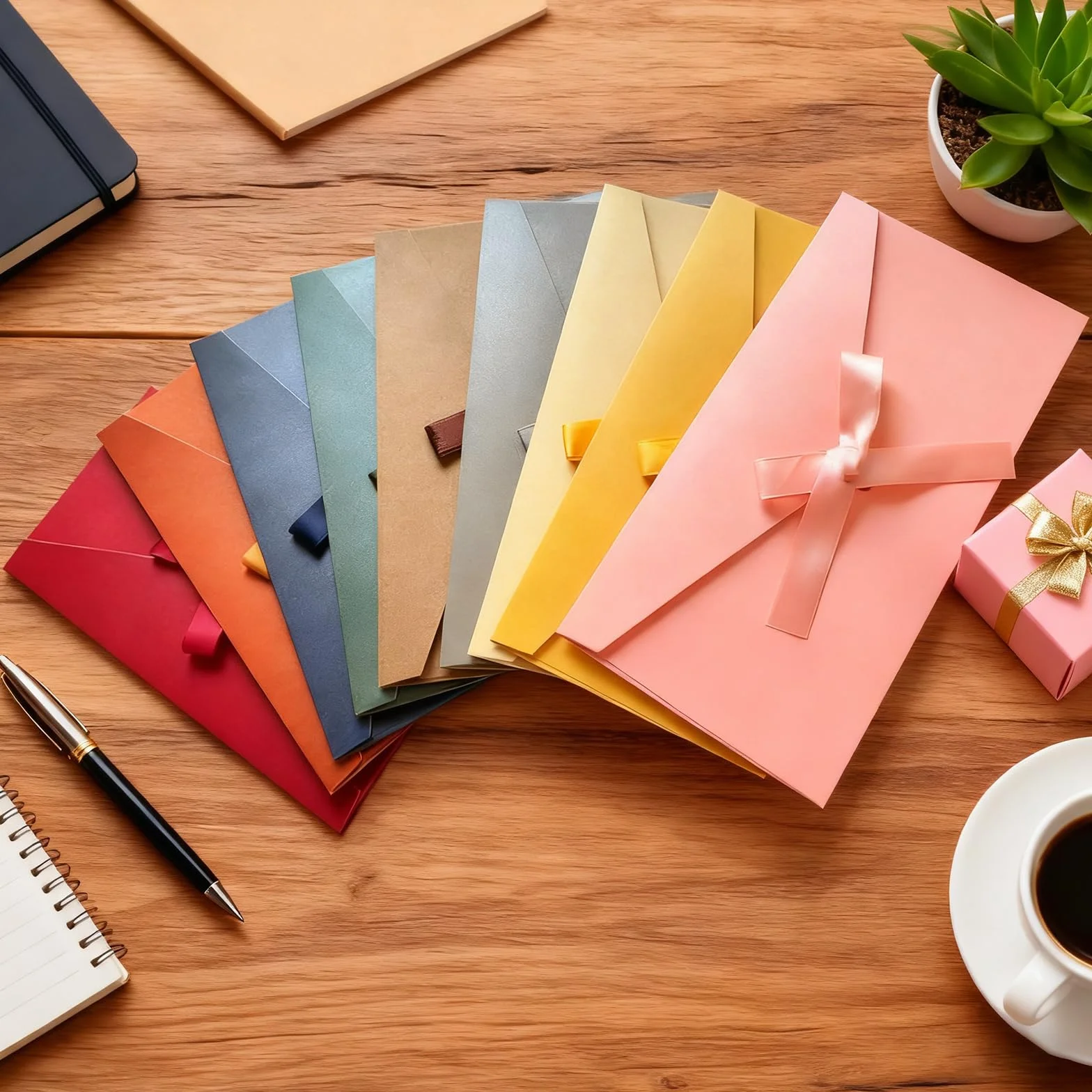 Buste in carta kraft colorate stile retrò 9 colori con nastri per lettere regalo Natale