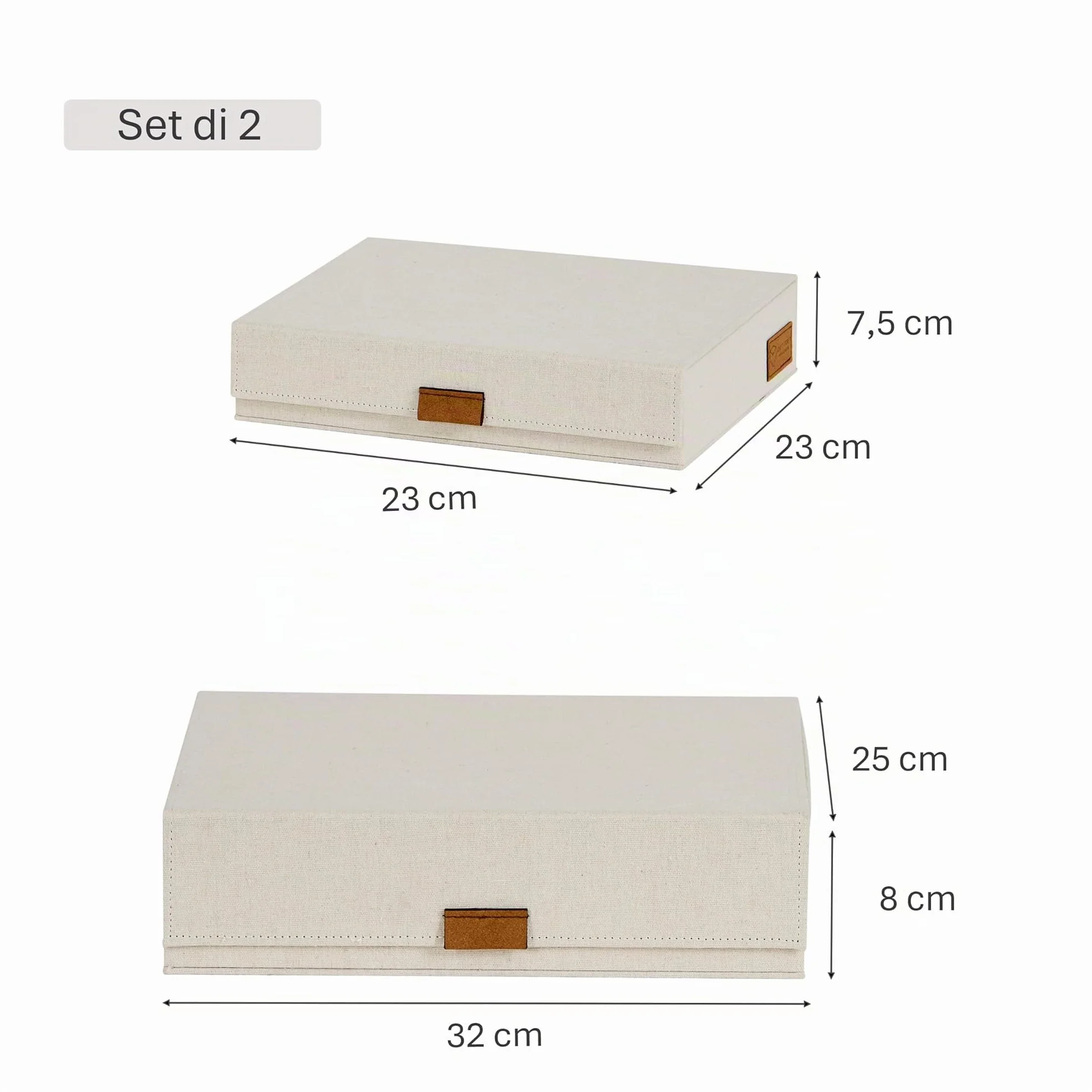 LOVE IT STORE IT - Premium - Scatola con coperchio, set di 2, portadocumenti A4, coperchio in lino, chiusura magnetica 28x23x6 cm & 31x25x8 cm