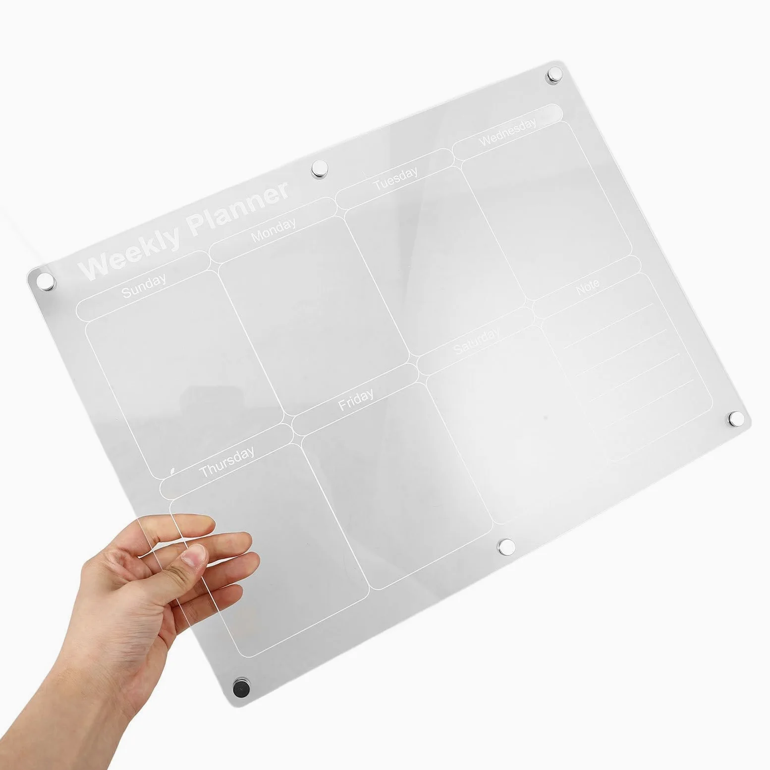 COHEALI Calendario Magnetico Cancellabile in Acrilico per Frigorifero Layout Mensile e Settimanale, Lavagna Memo Trasparente per Pianificazione e Appunti