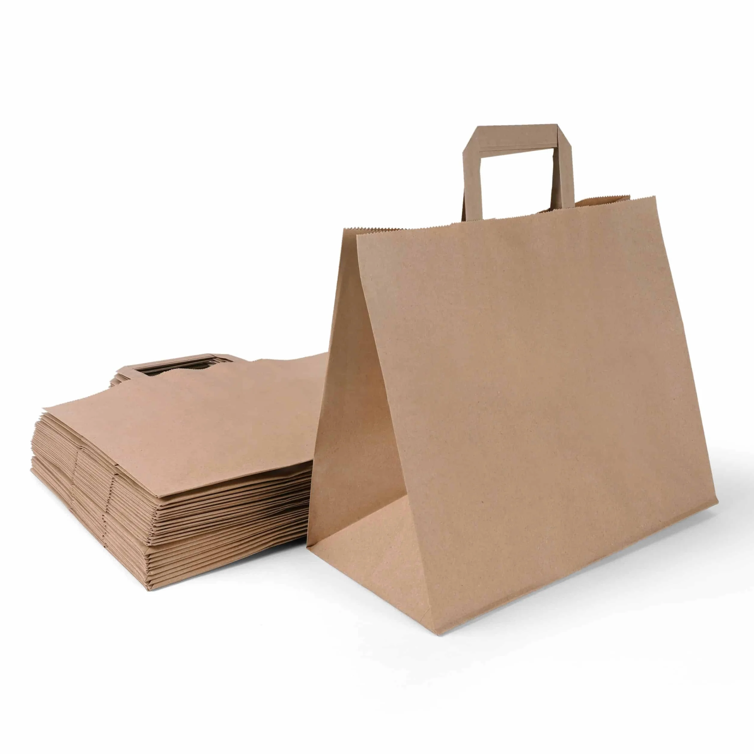 Inoverse 250 Borse in Carta Kraft con Manici, 26x17x25 cm Sacchetti Regalo Marroni
