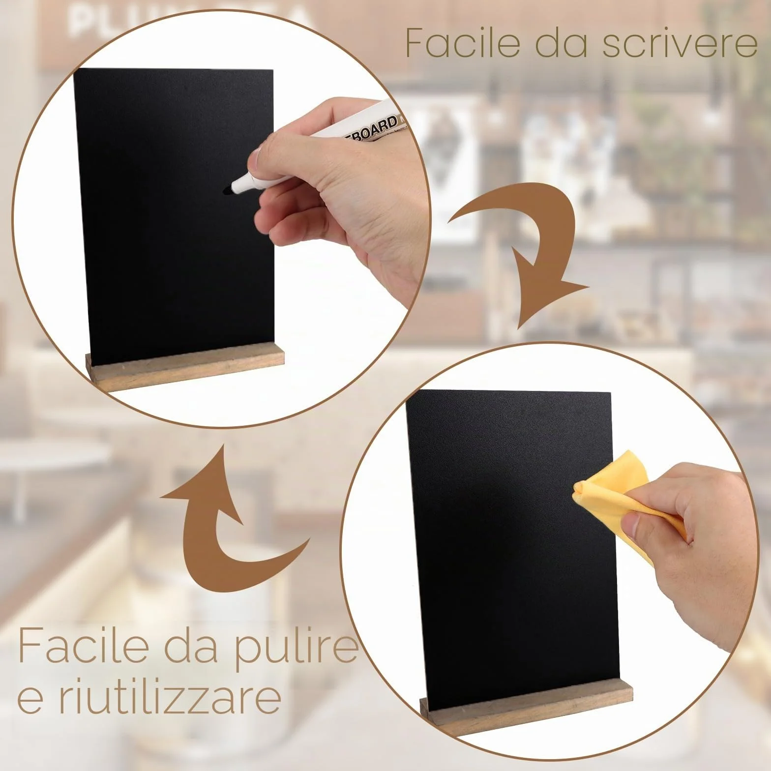 APACALI 12 pezzi lavagnette da tavolo, 22,5x15,3 CM lavagnette di ardesia da scrivere, mini lavagnette da scrivere, piccole lavagnette bifacciali per compleanno matrimonio bar caffè