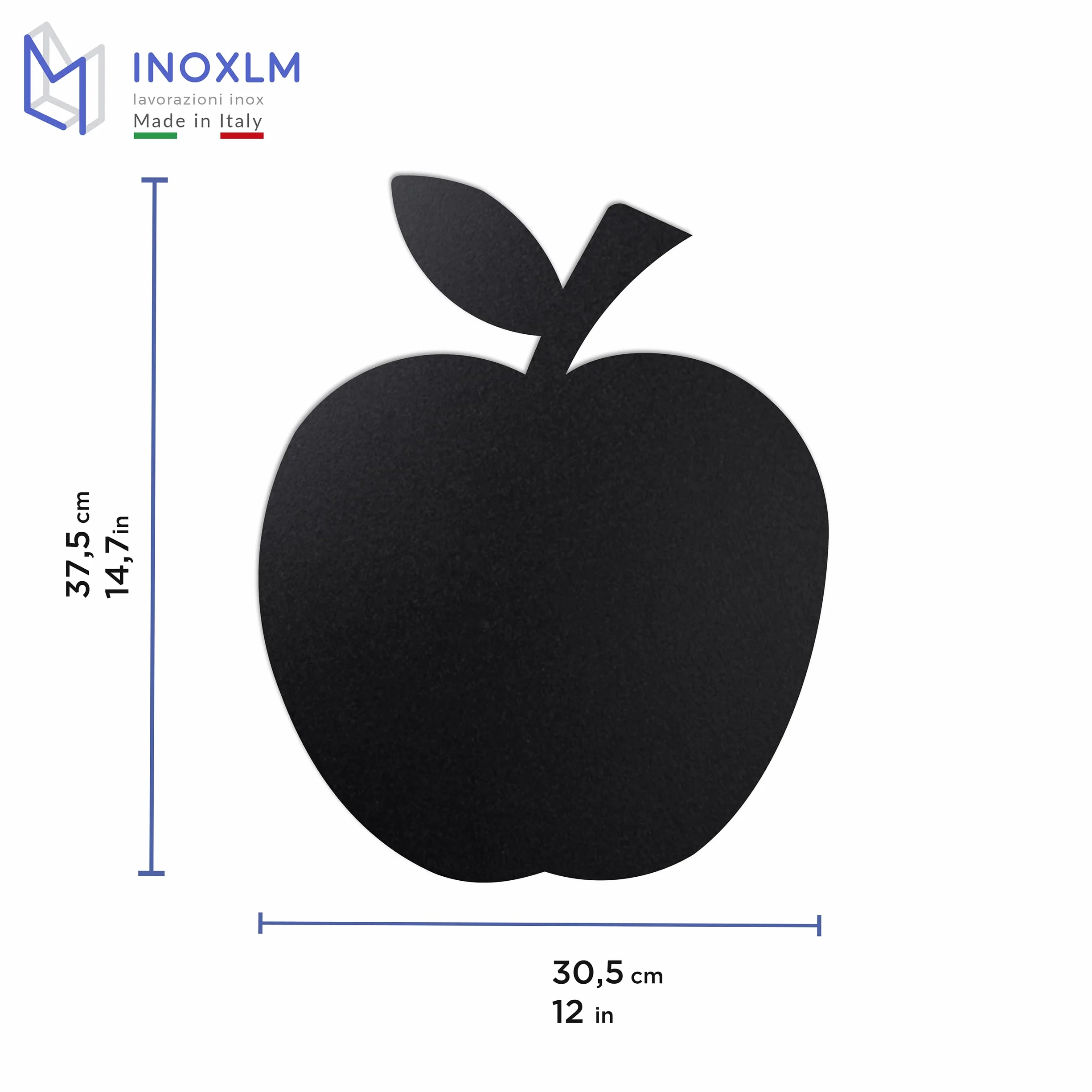 INOXLM Lavagna Magnetica da Parete in Acciaio Mela scrivibile con pennarello | Bacheca ricordi souvenir | Lavagna calamite | Lavagna Magnetica foto | Lavagna bambini | Bacheca 30,5x37,5 cm (Nero)