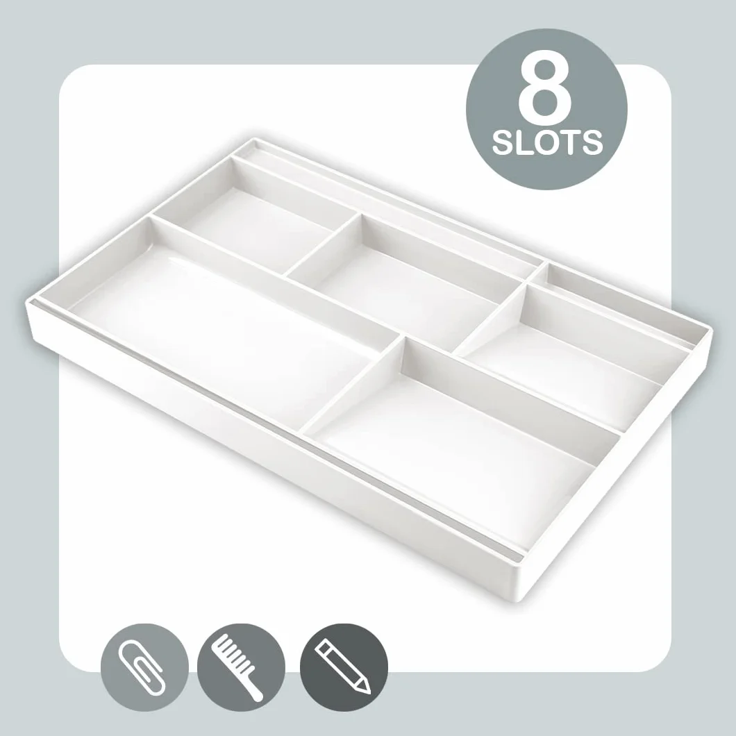Acrimet Vassoio Organizzatore 8 scomparti 32,4x20,3x2,7 cm Bianco Plastica
