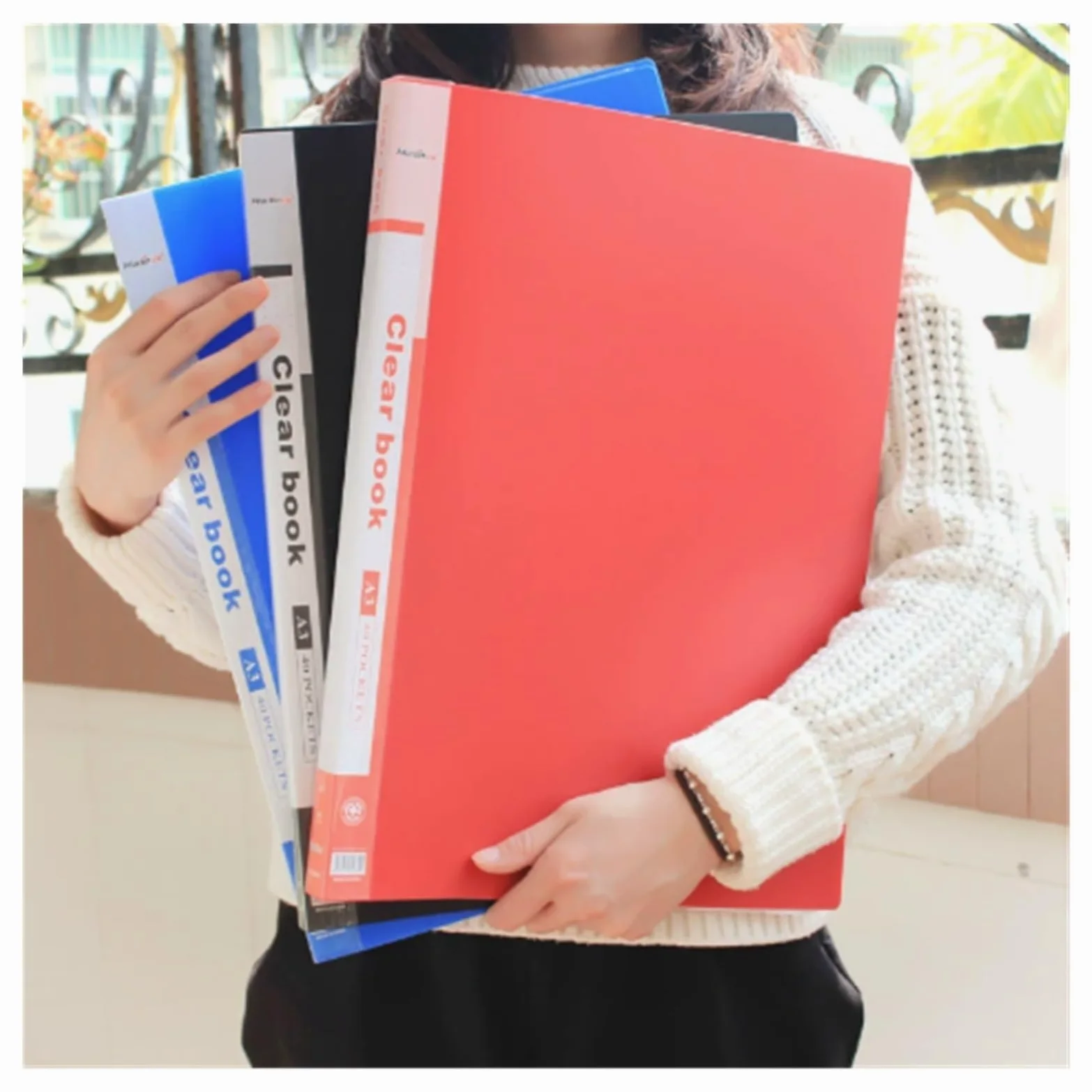 cartellina Raccoglitore da 60 tasche con buste in plastica | Display A3 da 60 pagine con protezioni in fogli trasparenti, libro di presentazione portfolio