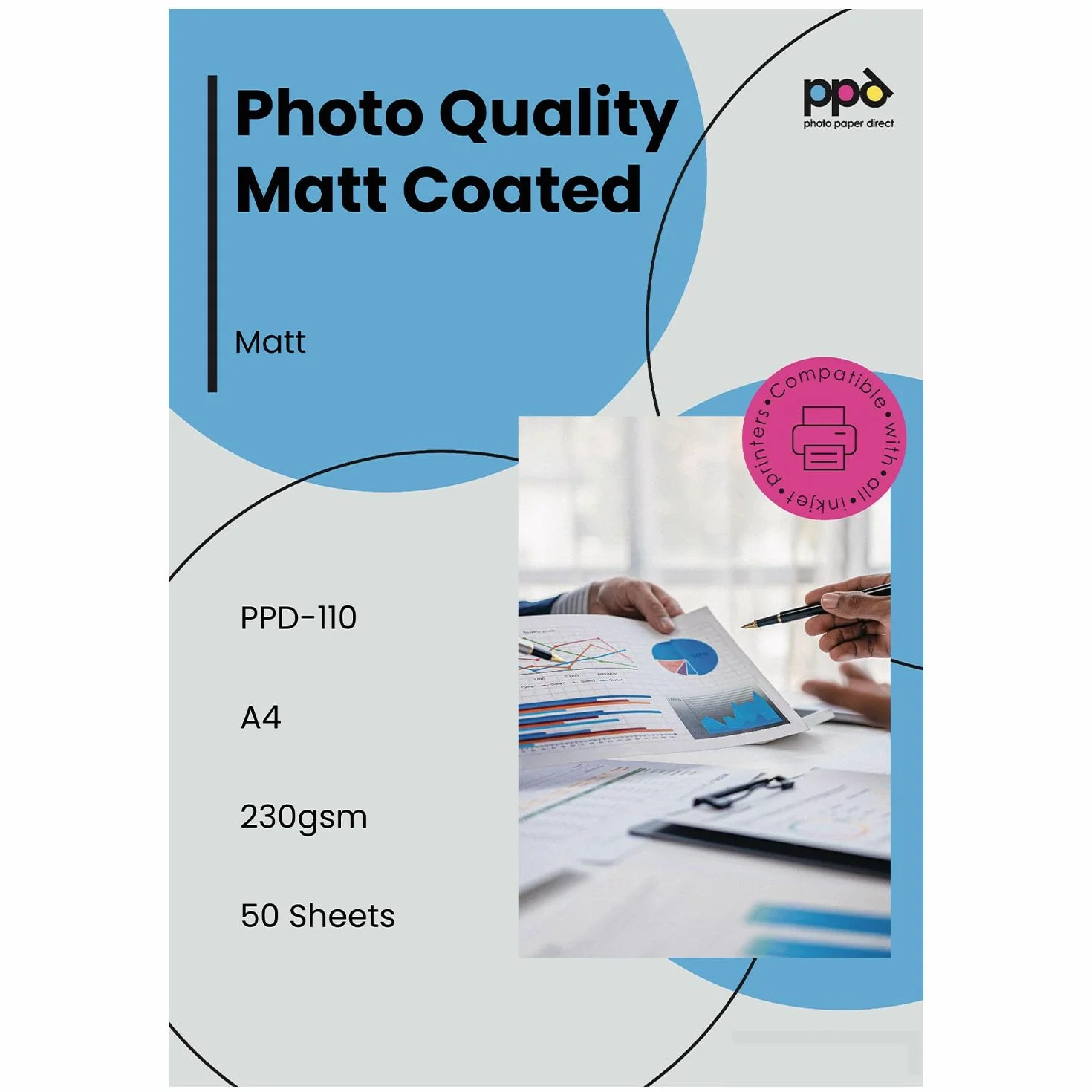 PPD Papier Fotograficzny Matowy A4 230g 50 arkuszy do drukarek atramentowych