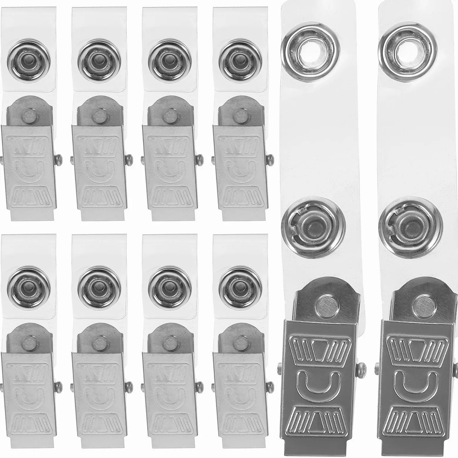 Clip Robusta in 300 Metallo d Porta Badge Pezzi e Cinturini in Pvc Trasparente Struttura Accesso Rapido per Carte Identità Tessere per Conferenze e Attività Esterne