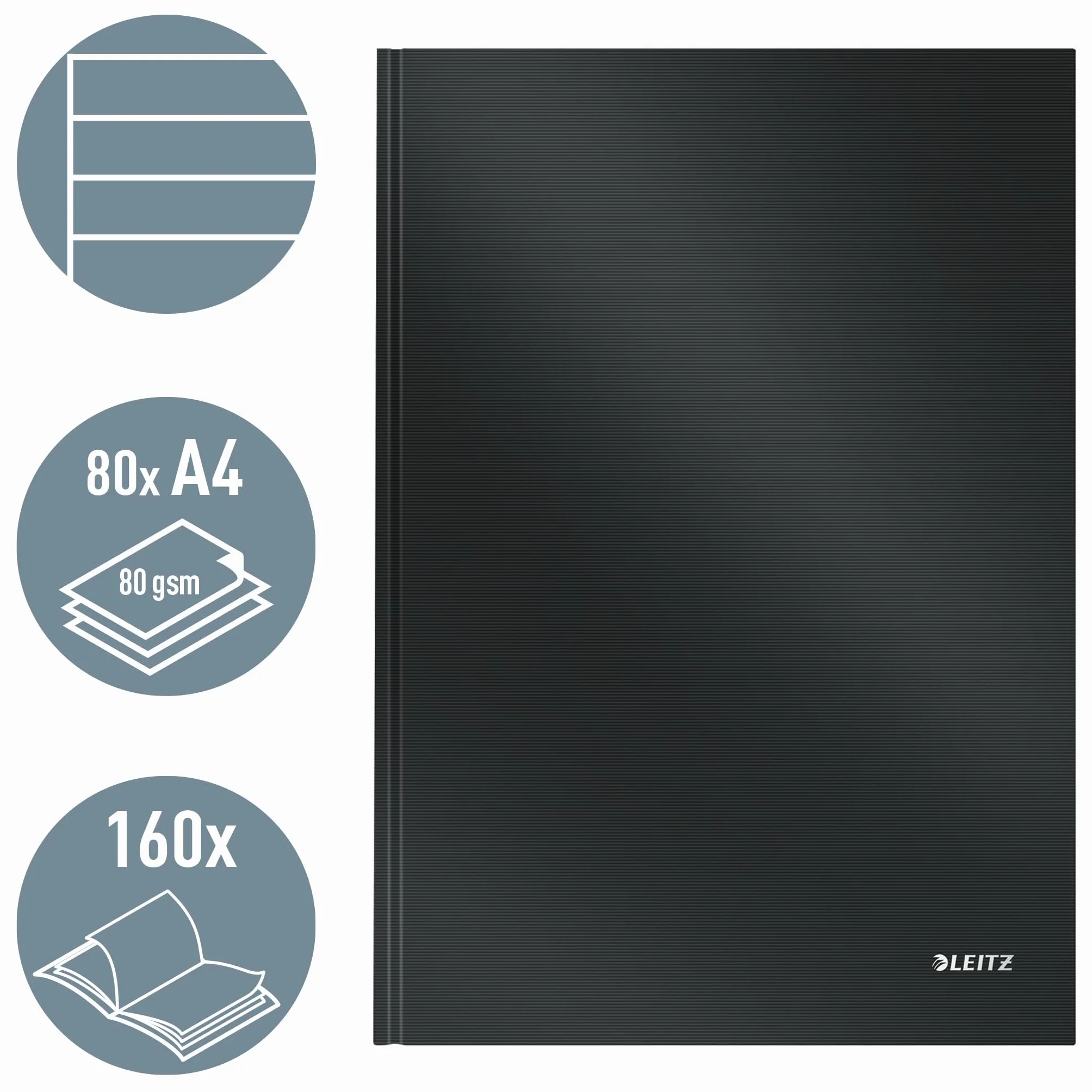 Leitz Quaderno a righe A4 160 pagine Solid nero
