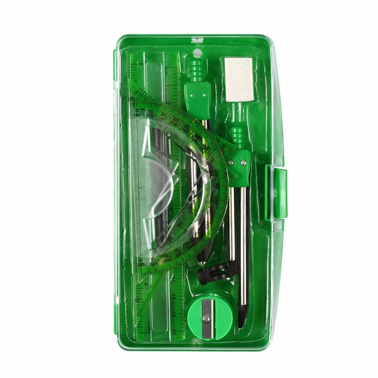 Compassi per tracciare Bussola professionale Bussola Portable Precision Drawing Drawing Triangle GRASSER Bussole Set Math Eraser Righello for studenti Forniture scolastiche Strumenti di misura
