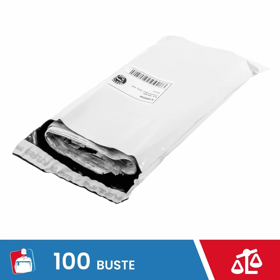 IMBALLAGGI 2000-100 Buste per Spedizioni 350x450+50mm COEX Impermeabile Antistrappo Anti Umidità Bianco Opaco