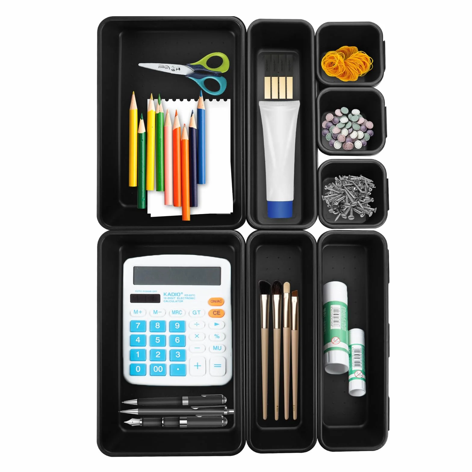 Organizer Cassetti Bagno 8 Pezzi, Divisori Contenitori in Plastica per Trucchi Stoviglie Cancelleria