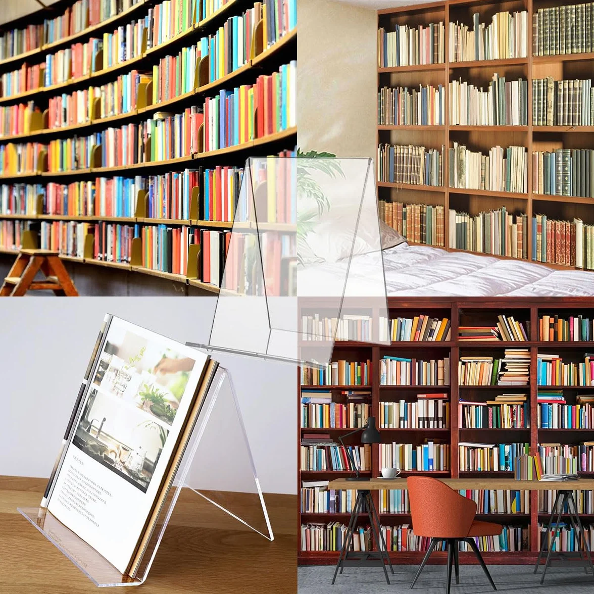Acrilico Trasparente Supporto per Libri, Leggio da Tavolo, Porta Brochure e Foto, 2 Pezzi