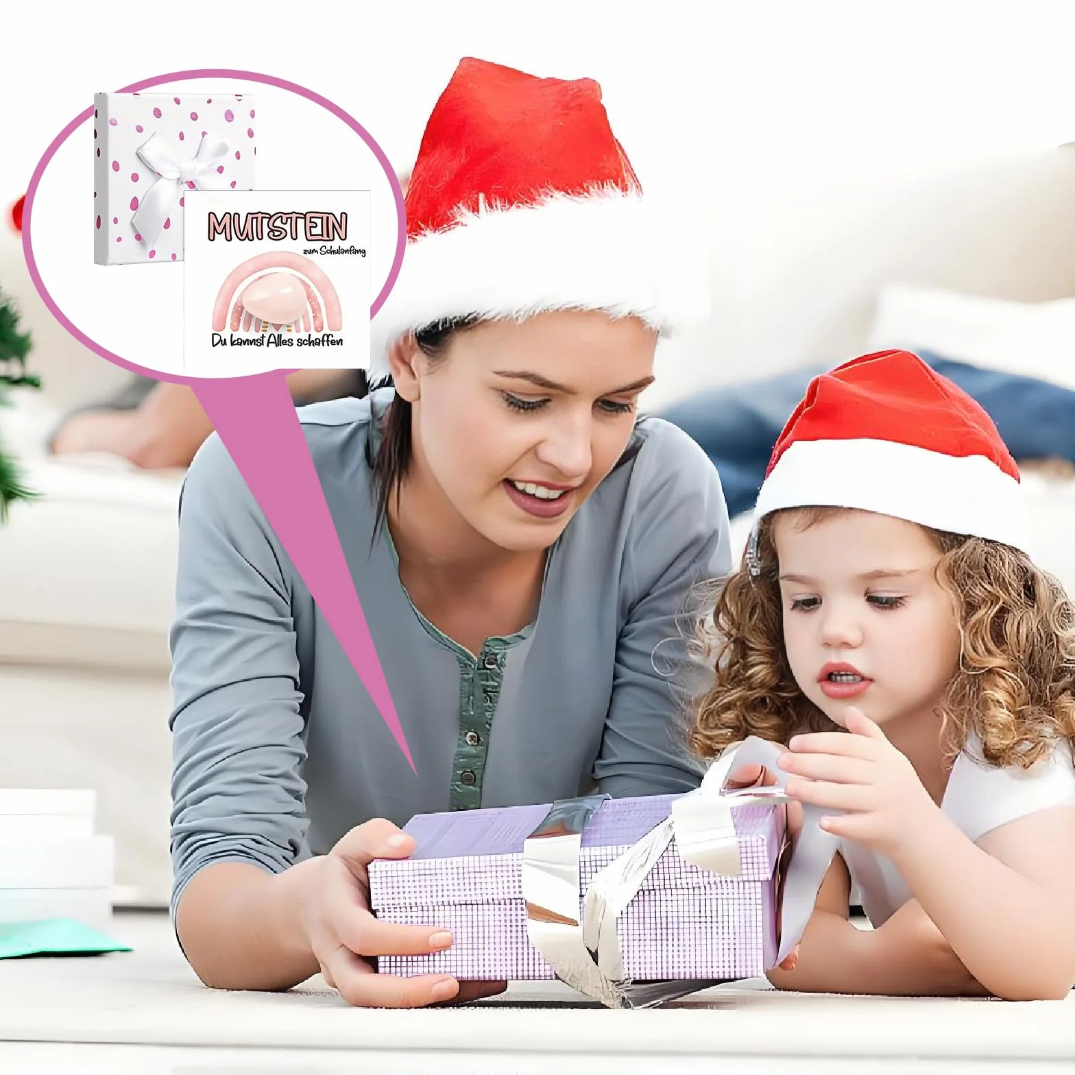 Mutstein Portafortuna Bambini Inizio Scuola 2025 Ragazza Regalo Scatola Rosa Con Biglietto