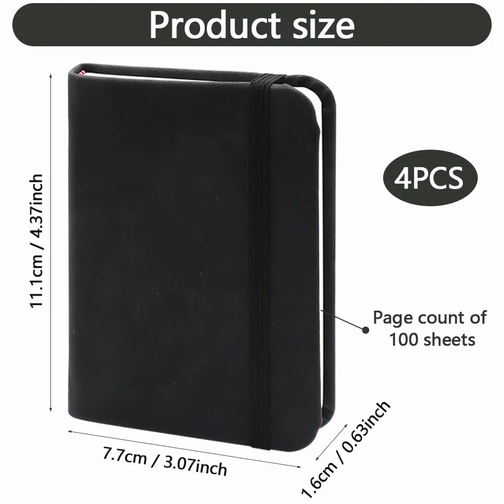 Taccuino A7 Mini Tascabile Pelle Copertina Rigida Righe 4 Pezzi