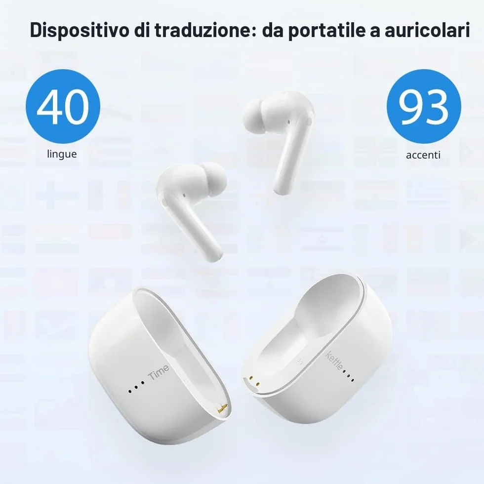 Timekettle M3 Instantaneo Voice Traduttore, App per 40 lingue e 93 dialetti, traduttore vocale espatriati esplorare la vita con la libertà, supporta iOS e Android