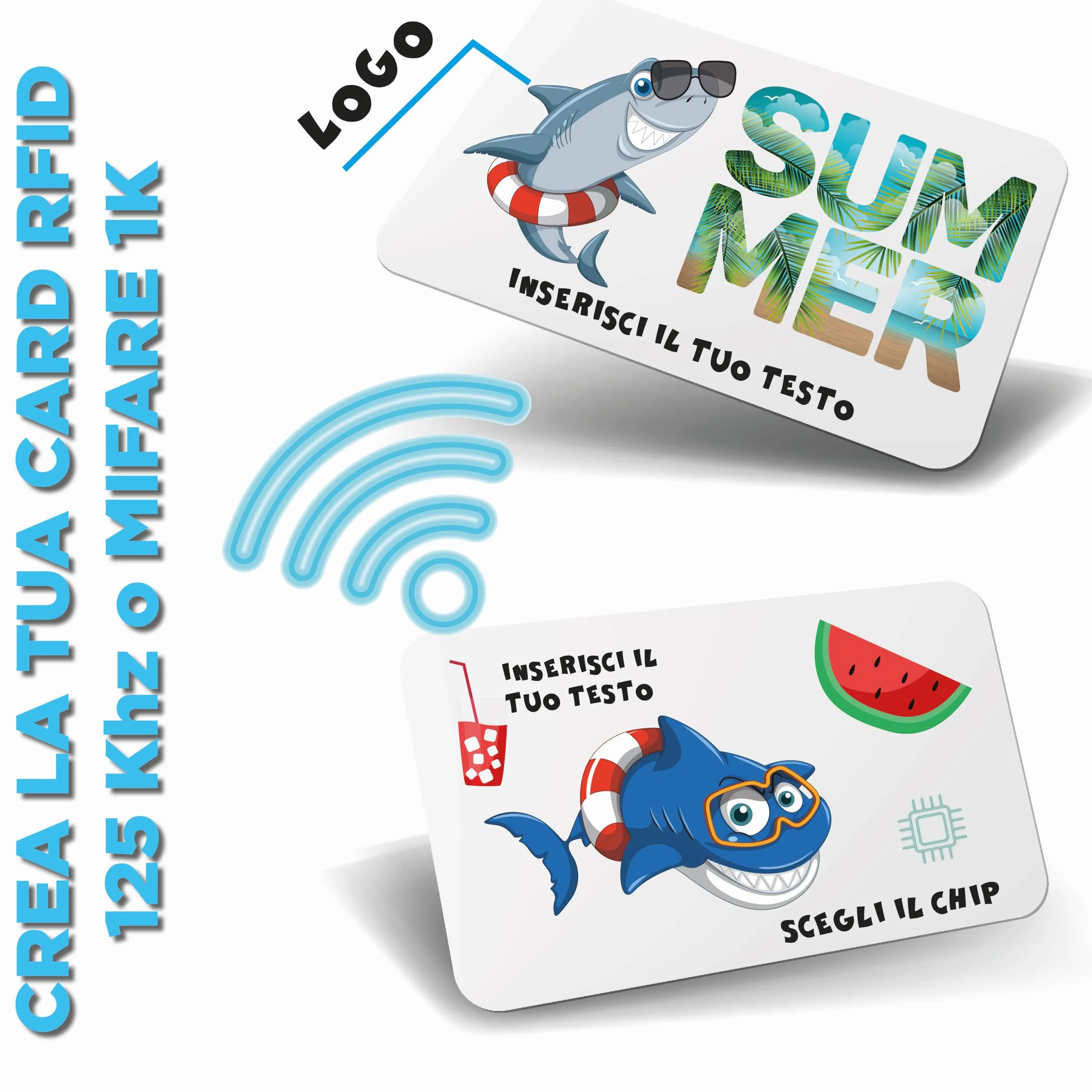 Tessere in PVC RFID Personalizzate (da 50 a 5000 pezzi), Badge con Logo e Testo, Stampa Fronte Retro con Antenna RFID, Card Contactless per Accesso, Aziende, Eventi e Hotel