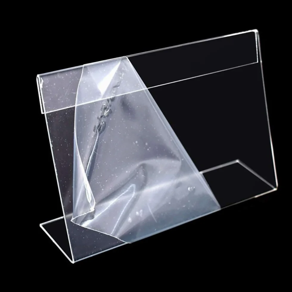 100 mini supporti espositivi in acrilico, 4 cm x 2 cm, per etichette di prezzi, biglietti da visita, cartelli ed etichette