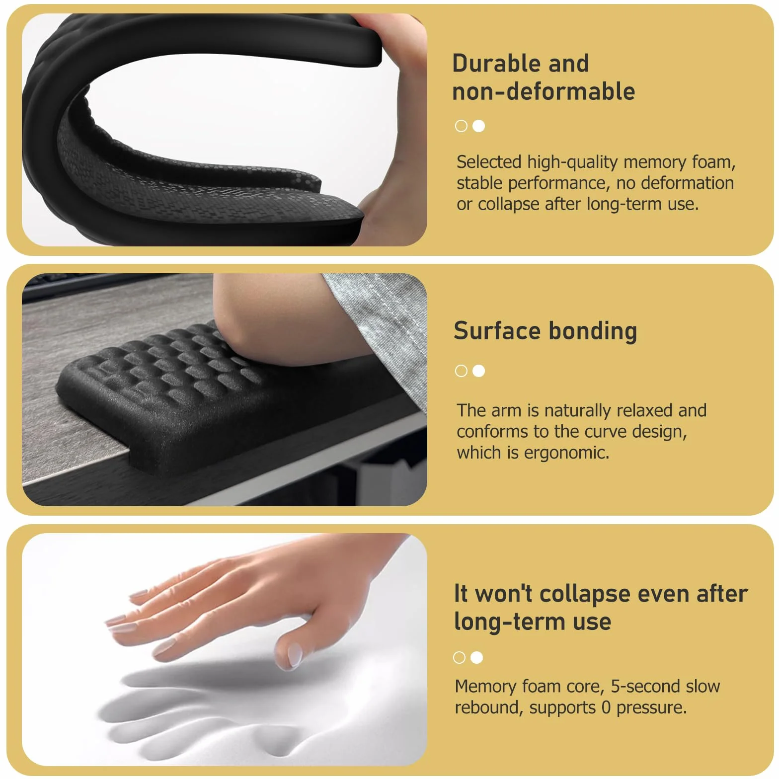 Poggiapolsi a forma di L per tastiera EdgeRest, memory foam, antiscivolo, per ufficio