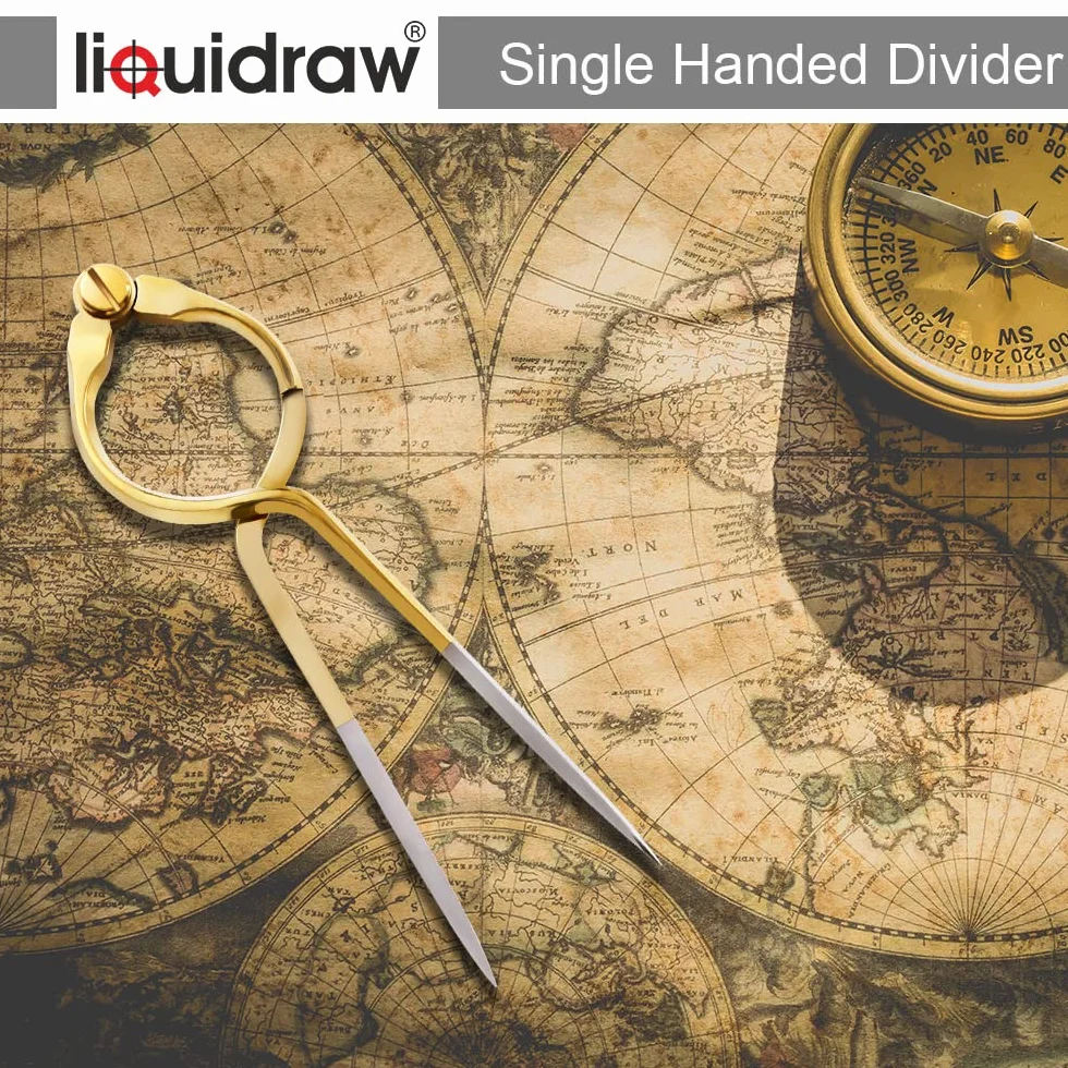 Liquidraw Kit di Navigazione - Divisore per Navigazione, Goniometro con una Mano Singola, Divisore Dritto in Ottone Massiccio, 20,3 cm