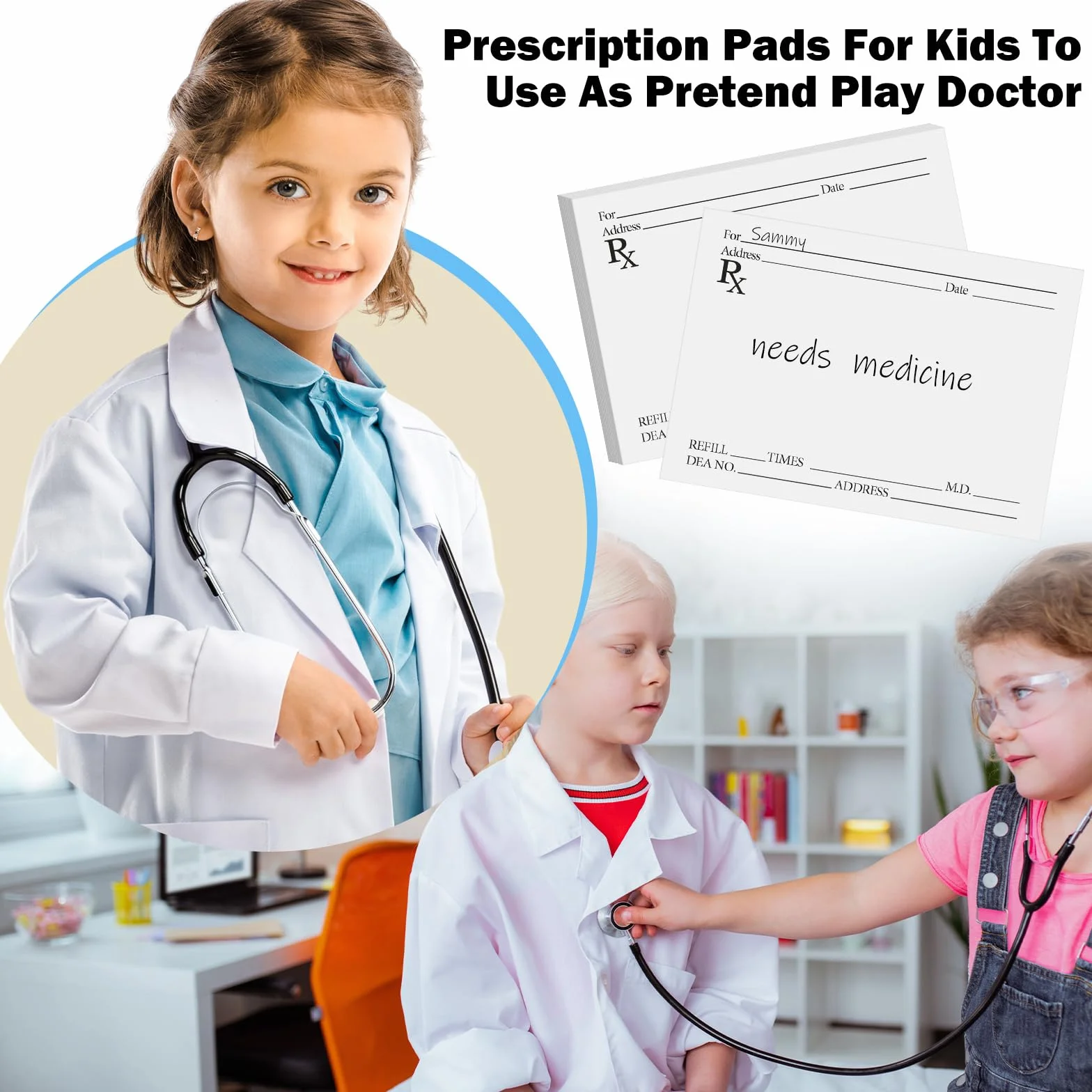 Watersay Confezione da 20 blocchetti di prescrizione per farmacista Rx, 100 fogli di carta per ricetta medica, per bambini, dottori, farmacisti, promemoria per medico, casa, ufficio, regalo di lavoro