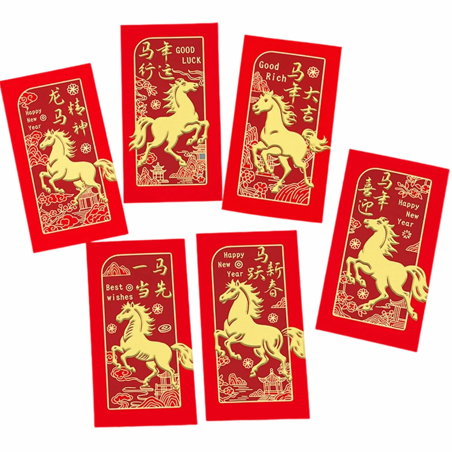 Buste Cinesi Rosse 2026 Anno Del Cavallo Sacchetto Soldi Fortunato Capodanno Cinese Celebrazione Festival
