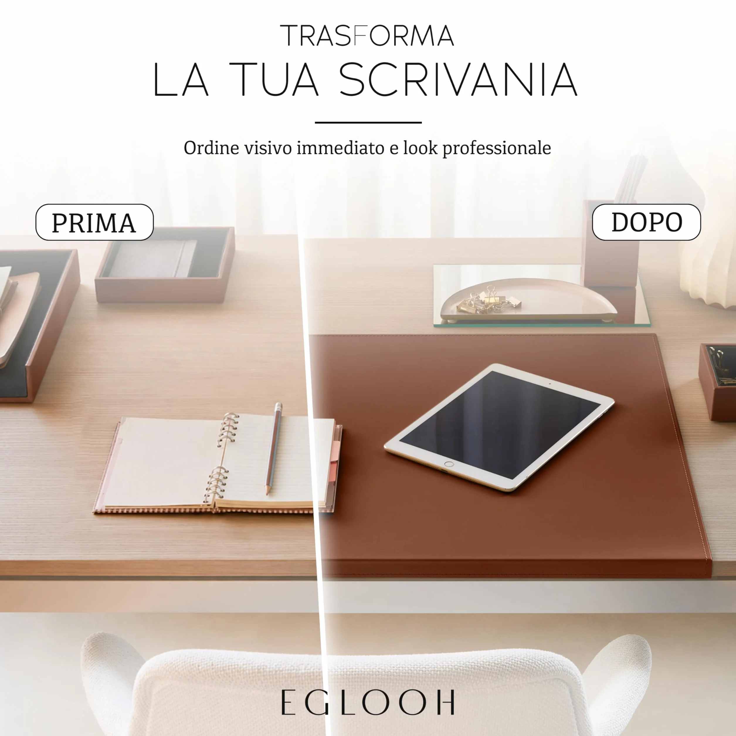 Eglooh Calliope Sottomano Scrivania Cuoio XXL Antiscivolo Made in Italy