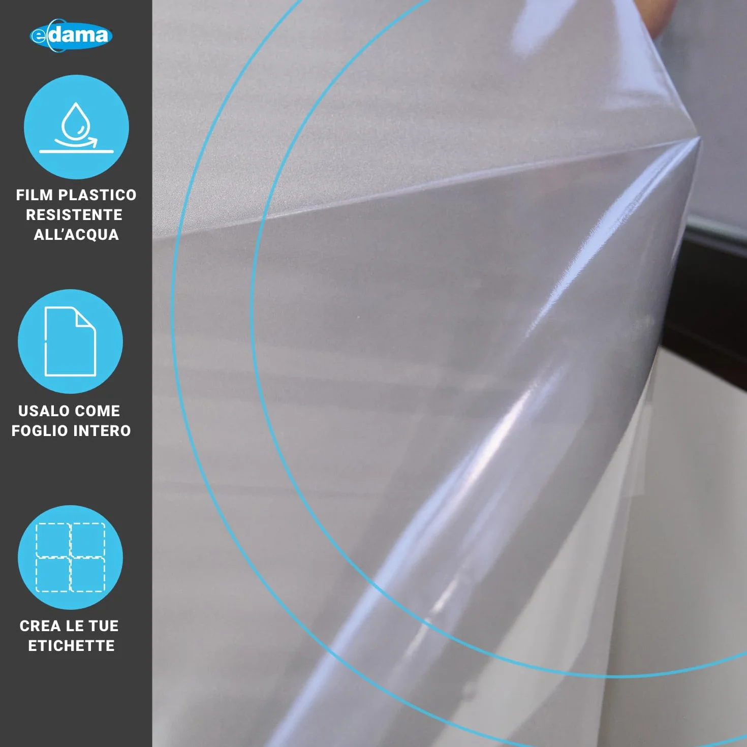 Fogli Adesivi Stampabili A4 210x297 mm Carta Adesiva Lucida Polipropilene per Stampante Laser Trasparente