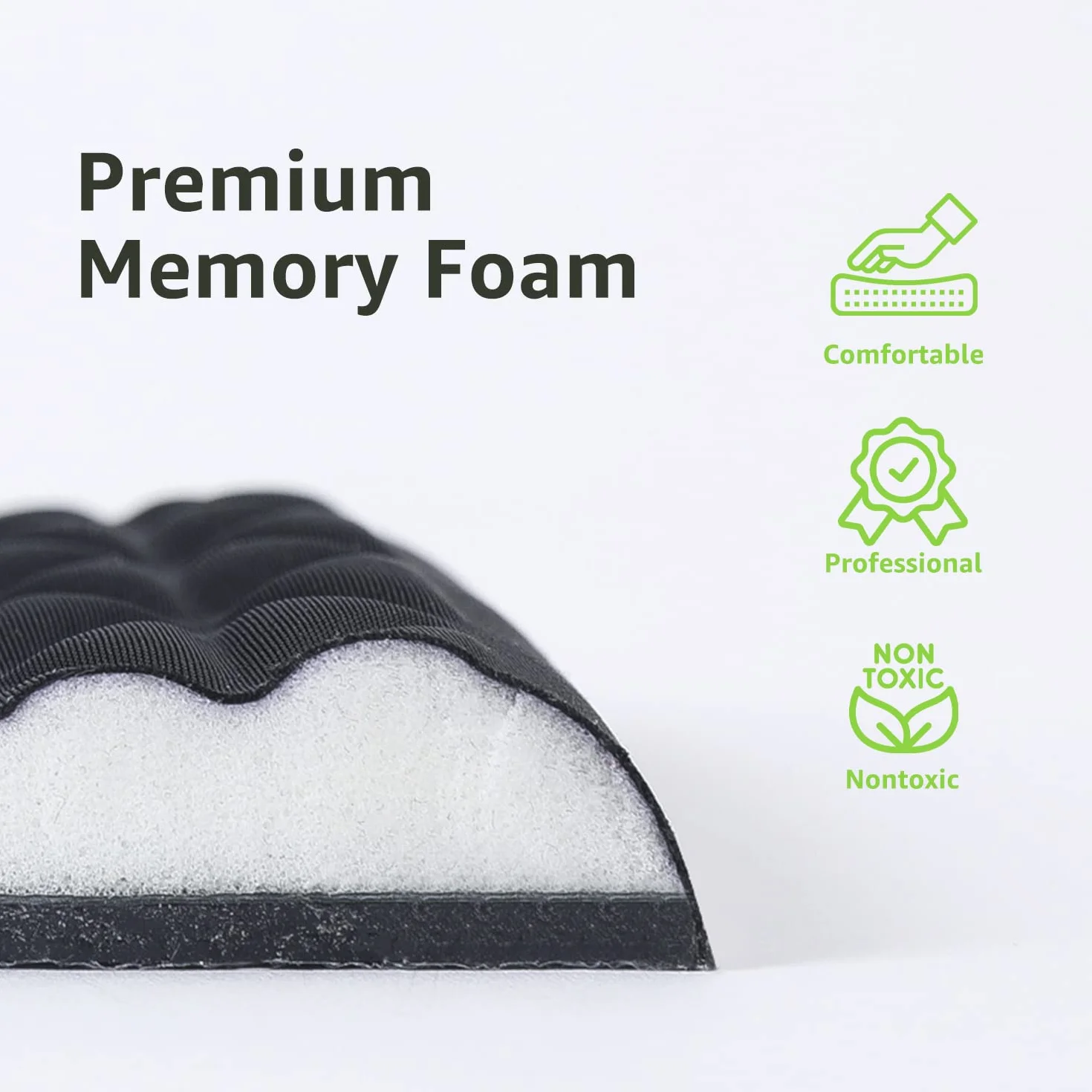 LargeLeaf Cuscino ergonomico con Memory Foam per poggiapolsi e gomiti, Nero, 20x14cm