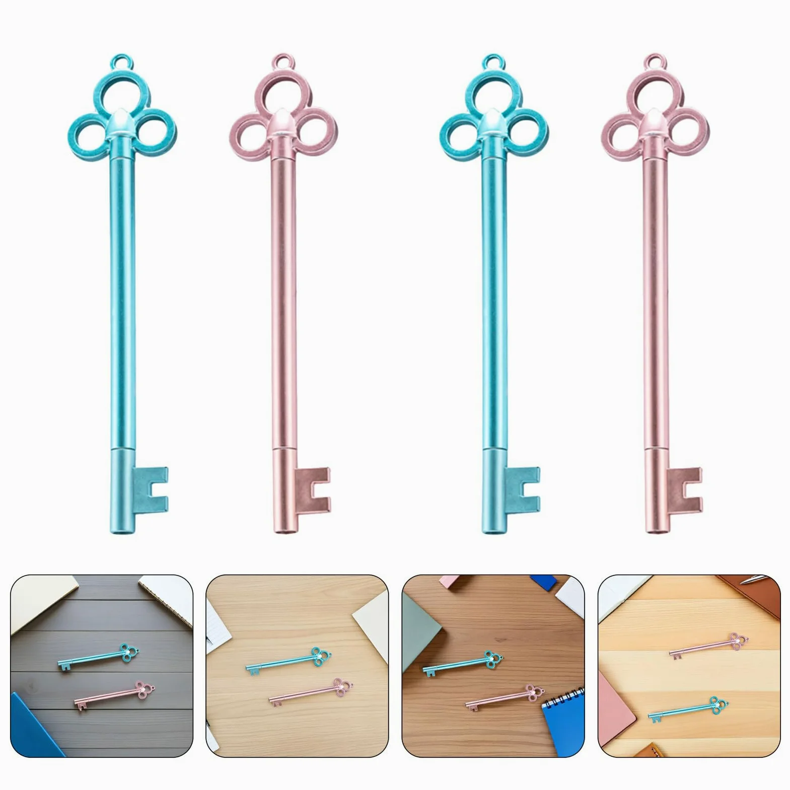 SHERCHPRY 40 Pezzi 40 Penne Gel a Sfera a Forma di Chiave da 0,5 Mm, Set da 40 Pezzi Blu e Rosa, Penne Gel per Scrivere e Progetti Artistici, Accessori da Ufficio e Regalo per Studenti e