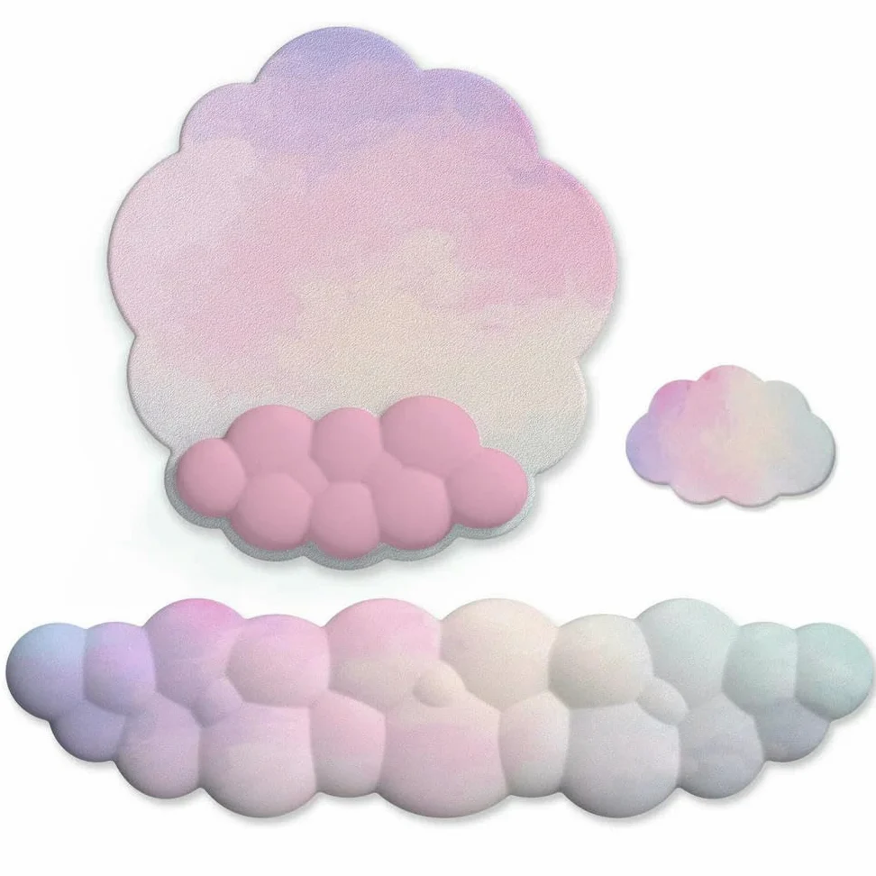 GLDFW Cloud - Supporto poggiapolsi ergonomico in memory foam, base antiscivolo per tastiera e mouse, tappetino per mouse per casa e ufficio