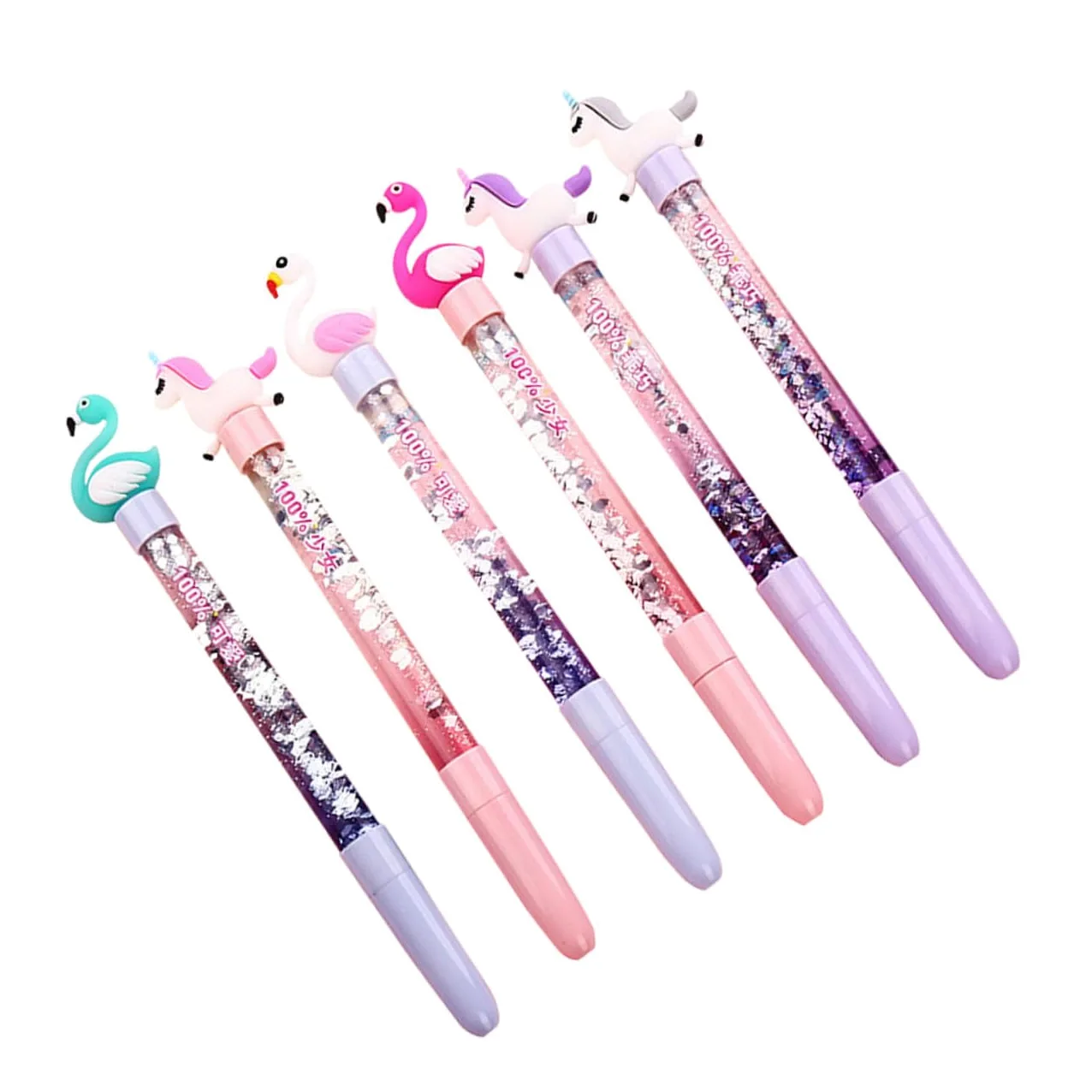 NUOBESTY 18pezzi Penne Gel Creative Cartoon Con Flusso Di Quicksand Design Unicorno e Cigno Per Cancelleria Scolastica Scrittura e Confortevole