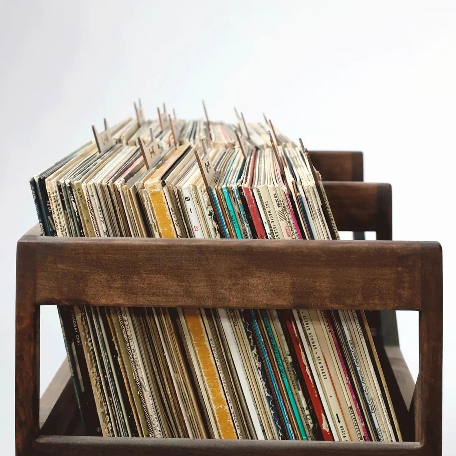 Divisori 'indice di Binder, separatore record di lettere alfabeti di | stoccaggio in legno | Allineamento verticale e orizzontale a faccia singola, 12 pezzi LP Dividers per libreria
