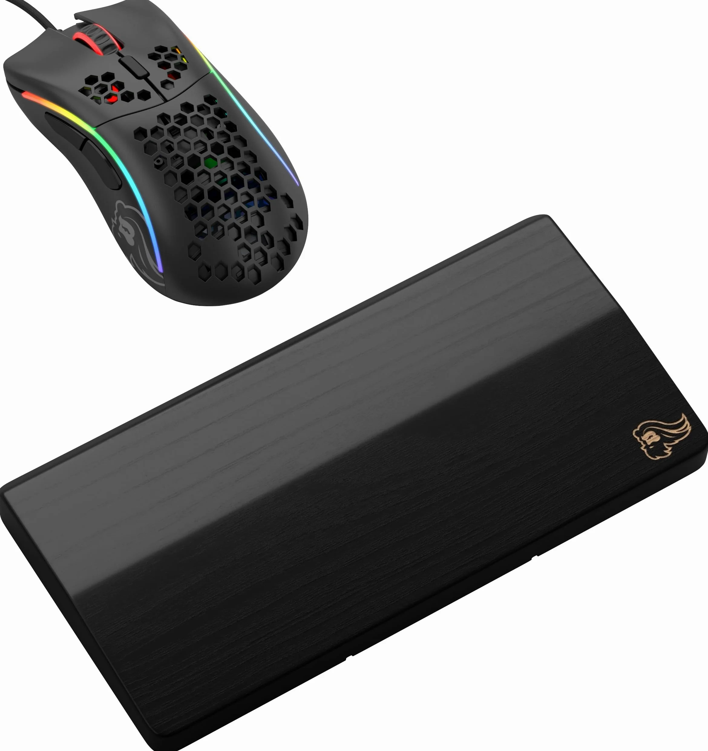 GLORIOUS Wooden Poggiapolsi Mouse (Onyx) | Vero Legno Massello Di Frassino Bianco, Rivestimento Protettivo Liscio Resistente A Oli E Sudore E Base Gomma Antiscivolo