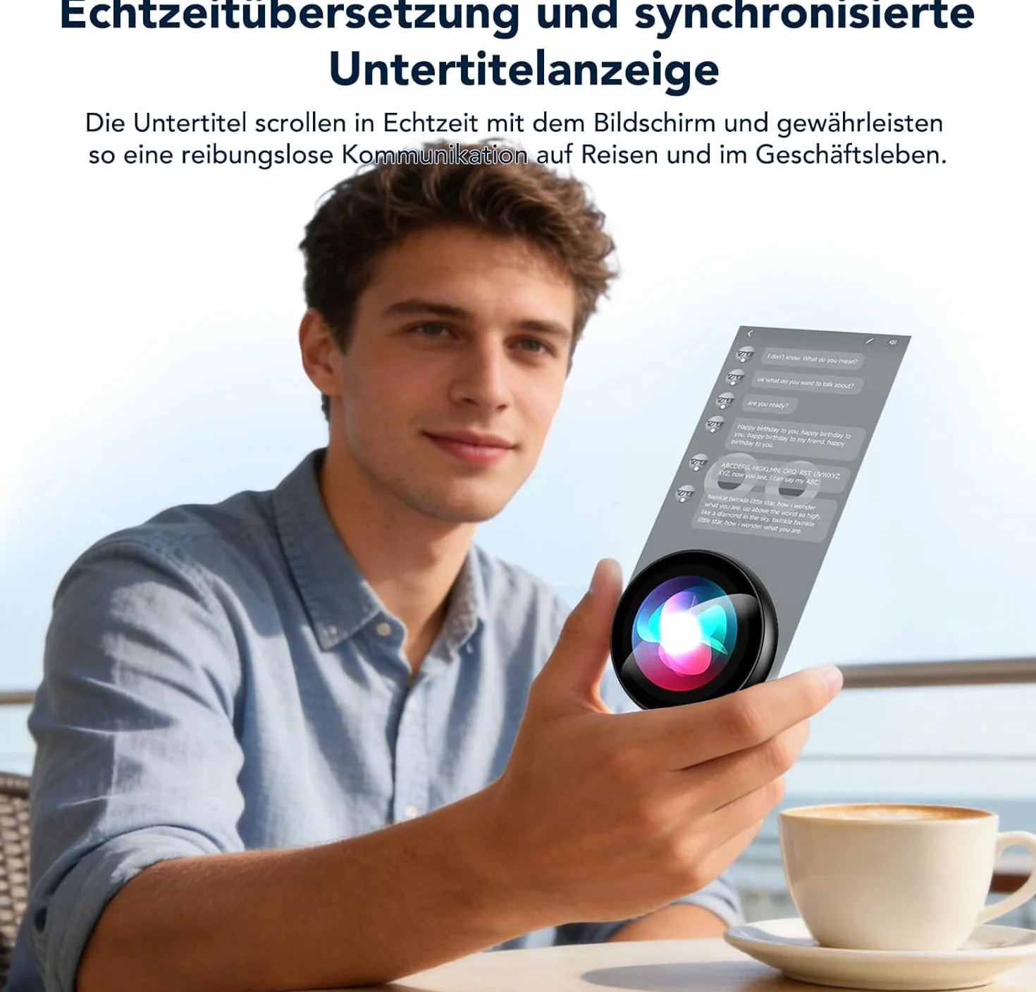 AI Badge - Traduttore vocale con 60 Lingue in Tempo Reale, Smart E-Badge Portatile con Schermo LCD HD, Bluetooth 6.0, traduttore vocale per Viaggi, Affari