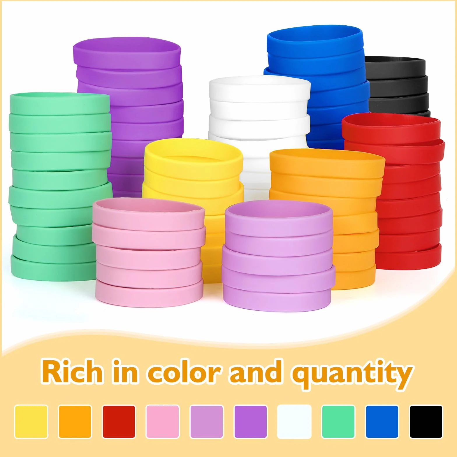 Braccialetti in Gomma in Silicone 8'' 25 Pezzi Arancione Vuoto Elastici