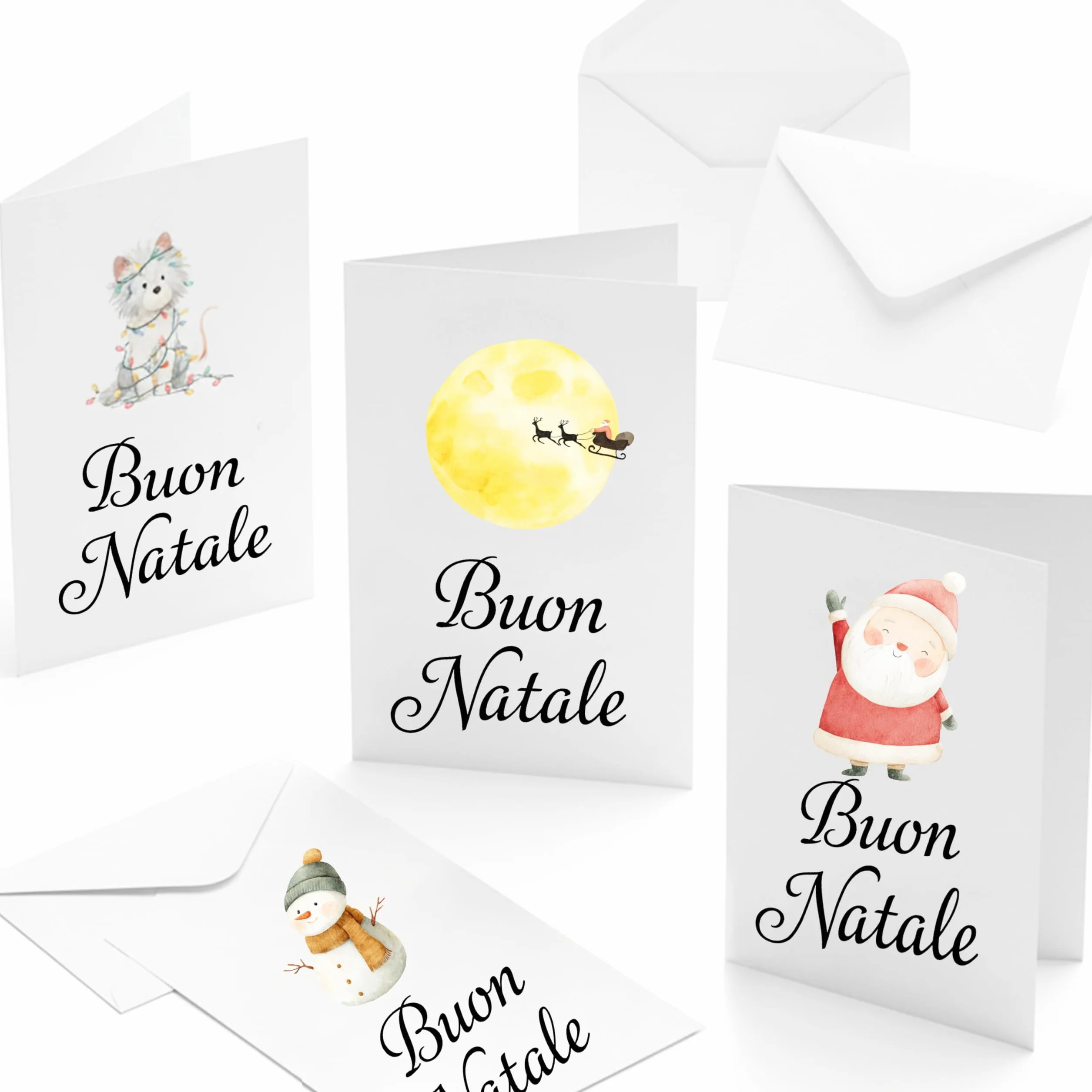 Biglietti di Natale in Italiano A6 con Buste Bianche – Set di 30 per Auguri Festivi