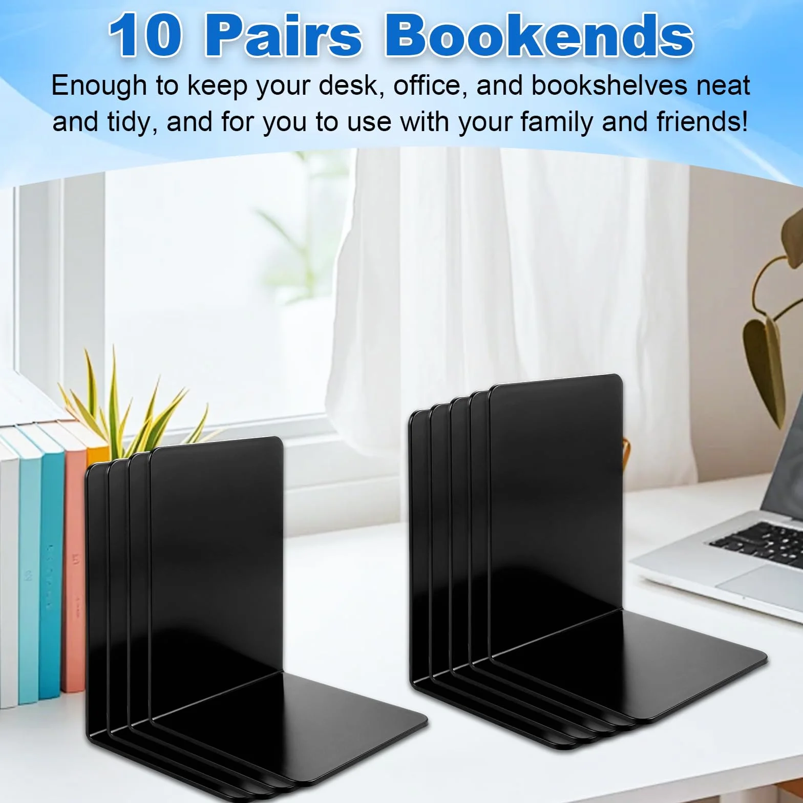 APACALI 20 fermalibri nero, 17 x 12 x 11,8 cm, fermalibri per scaffali, resistenti per contenere libri, libri pesanti, casa, ufficio