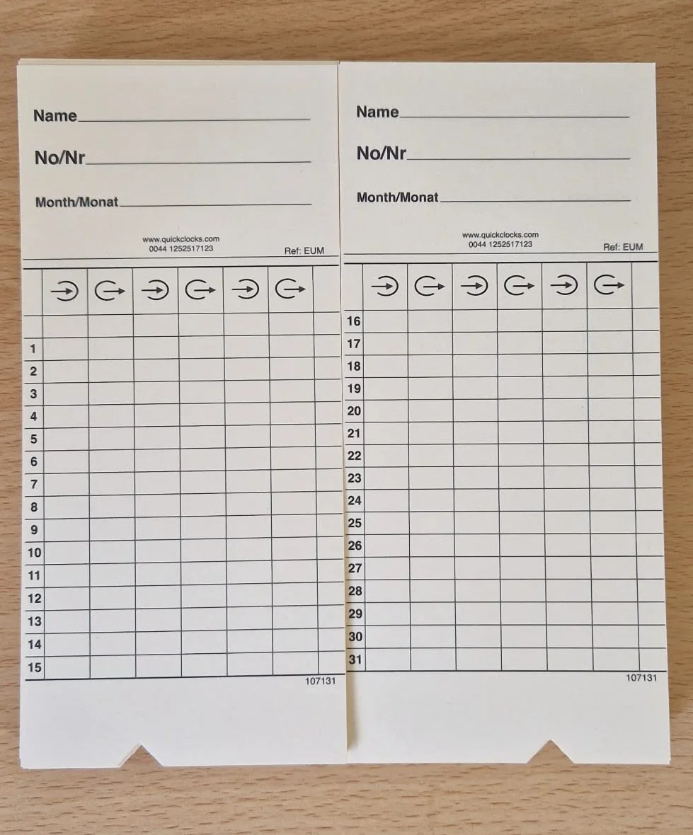 Cartellini da timbrare per l’orario di lavoro QC200, QC400N, QC500E, BX1500E (200 pezzi)