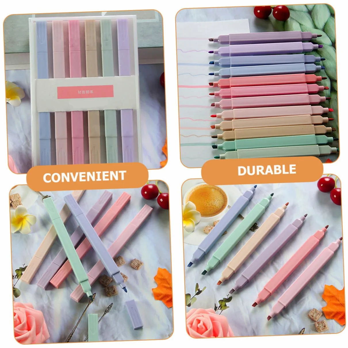EXCEART 24pezzi Evidenziatori Portatili Doppia Estremità Di Penne Colorate Per Scrapbooking Uso Domestico e Scolastico Pigmenti Base d Acqua Duraturi e Colorati