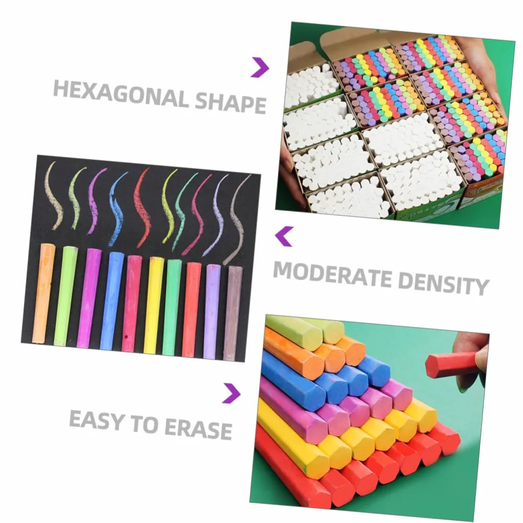 MAGICLULU Gessetti Colorati per Lavoro su Lavagna, Forma Esagonale, 3 Confezioni, per Scuola e Casa