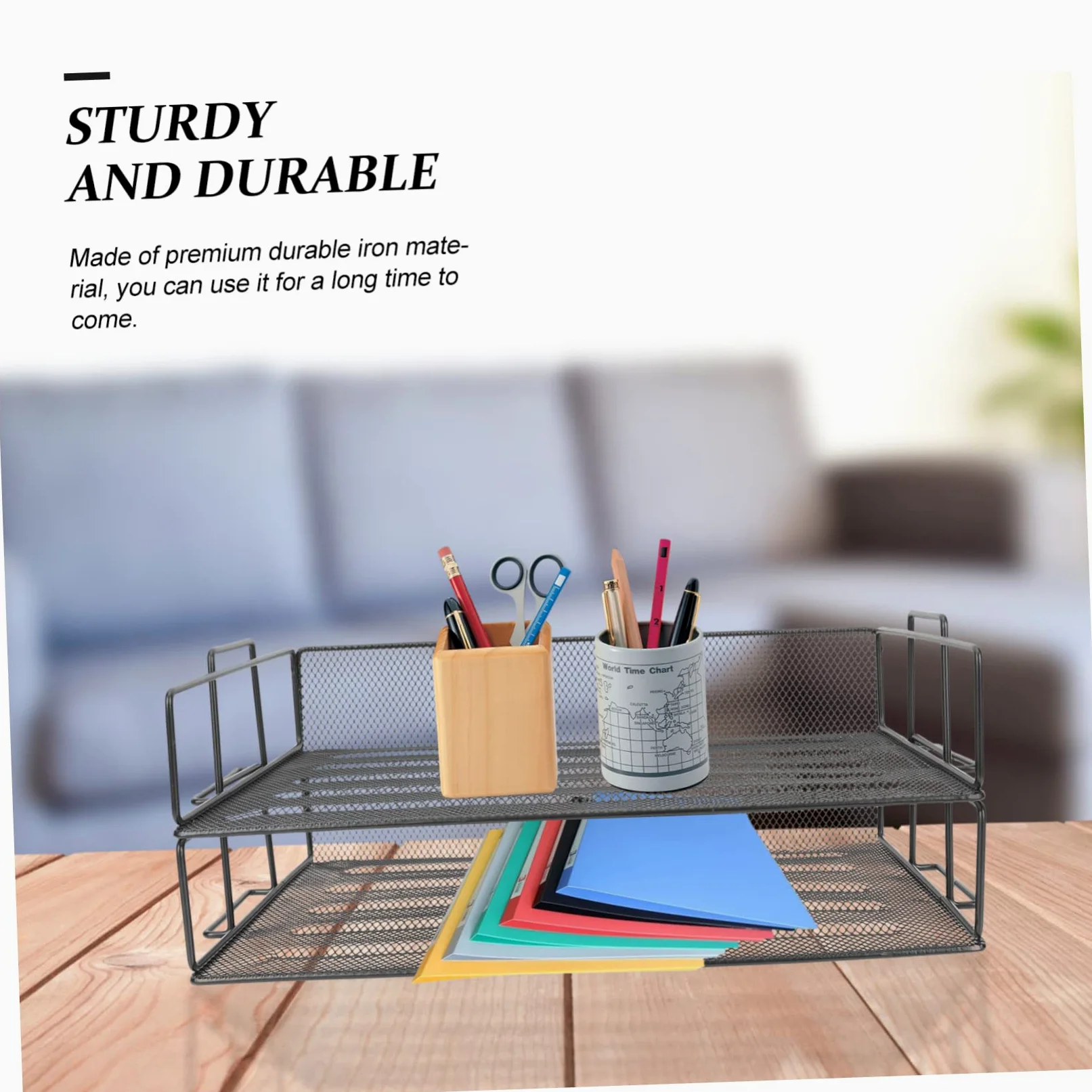 STOBOK Organizer Per Documenti Metallo Da Scrivania Strati Portafile Impilabile Per Ufficio Struttura Robusta Per Archiviazione Documenti e Materiale Da Studio Design Pratico Per Desktop