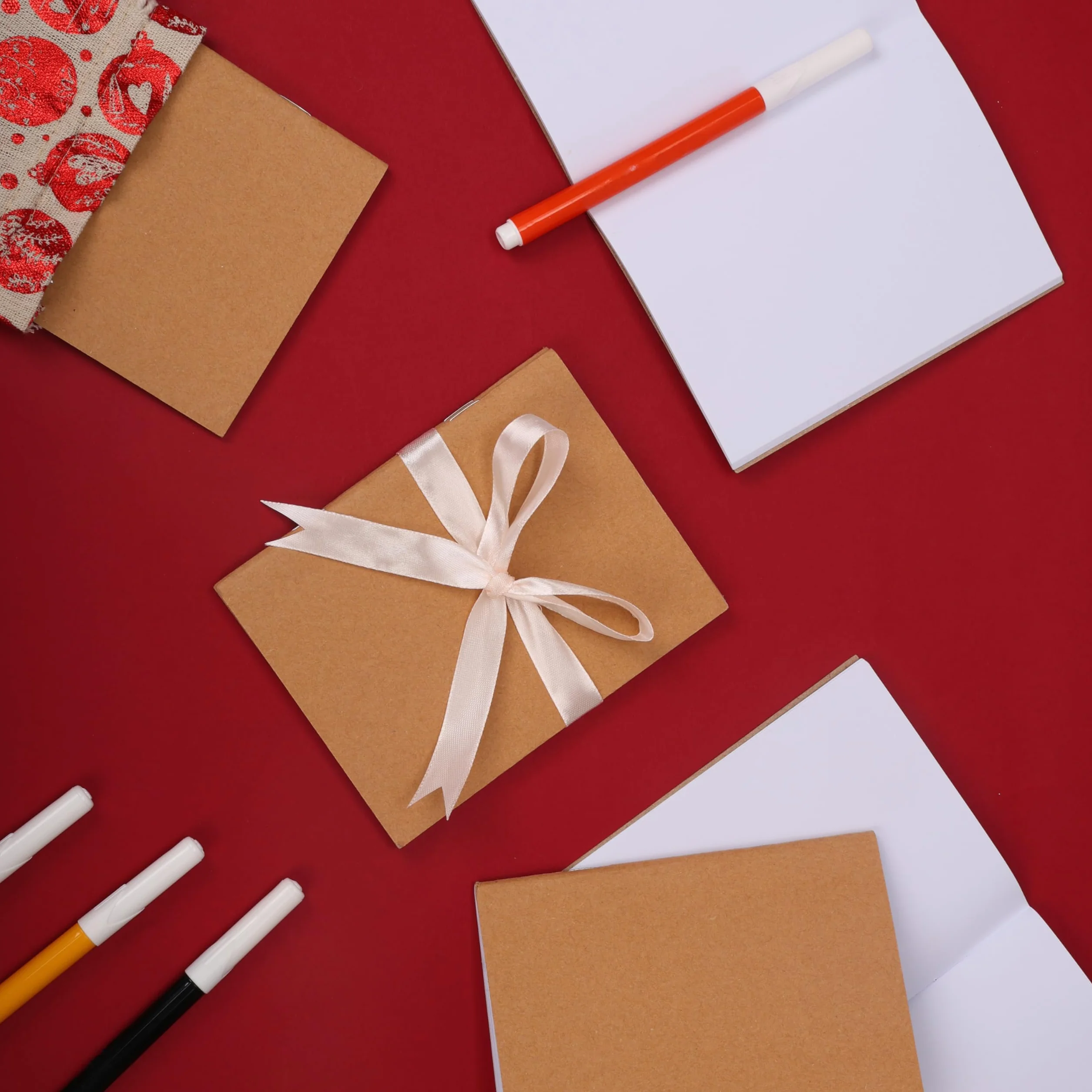 BELLE VOUS Set 48 Quaderno Appunti Kraft Copertina Marrone A6 10,5 x 14 cm 24 Pagine Bianchi Quadrati per Viaggi Ufficio