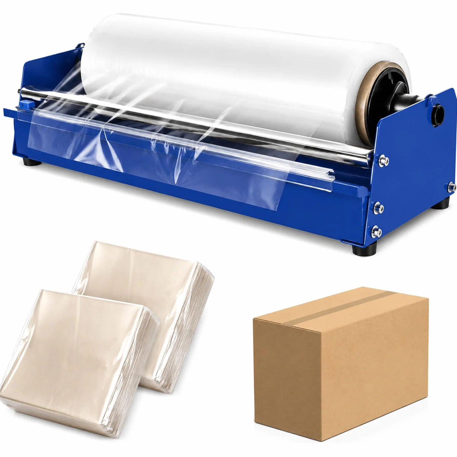 ispenser portatile per pellicola estensibile con taglierina scorrevole | Fino a 50 cm di larghezza, dispenser per pellicola trasparente, base antiscivolo, per imballaggi logistici di magazzino(blue)