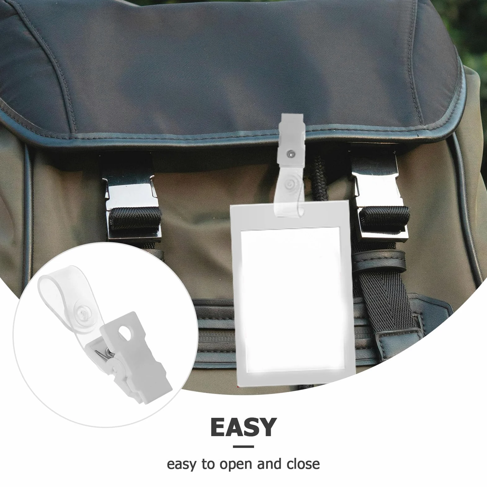 Ciieeo 100 Pezzi Clip Porta Badge in Plastica Trasparente, Piccola Clip per Carta D'identità con Cinghie, Porta Badge da Collo Tascabile per Ufficio e Lavoro