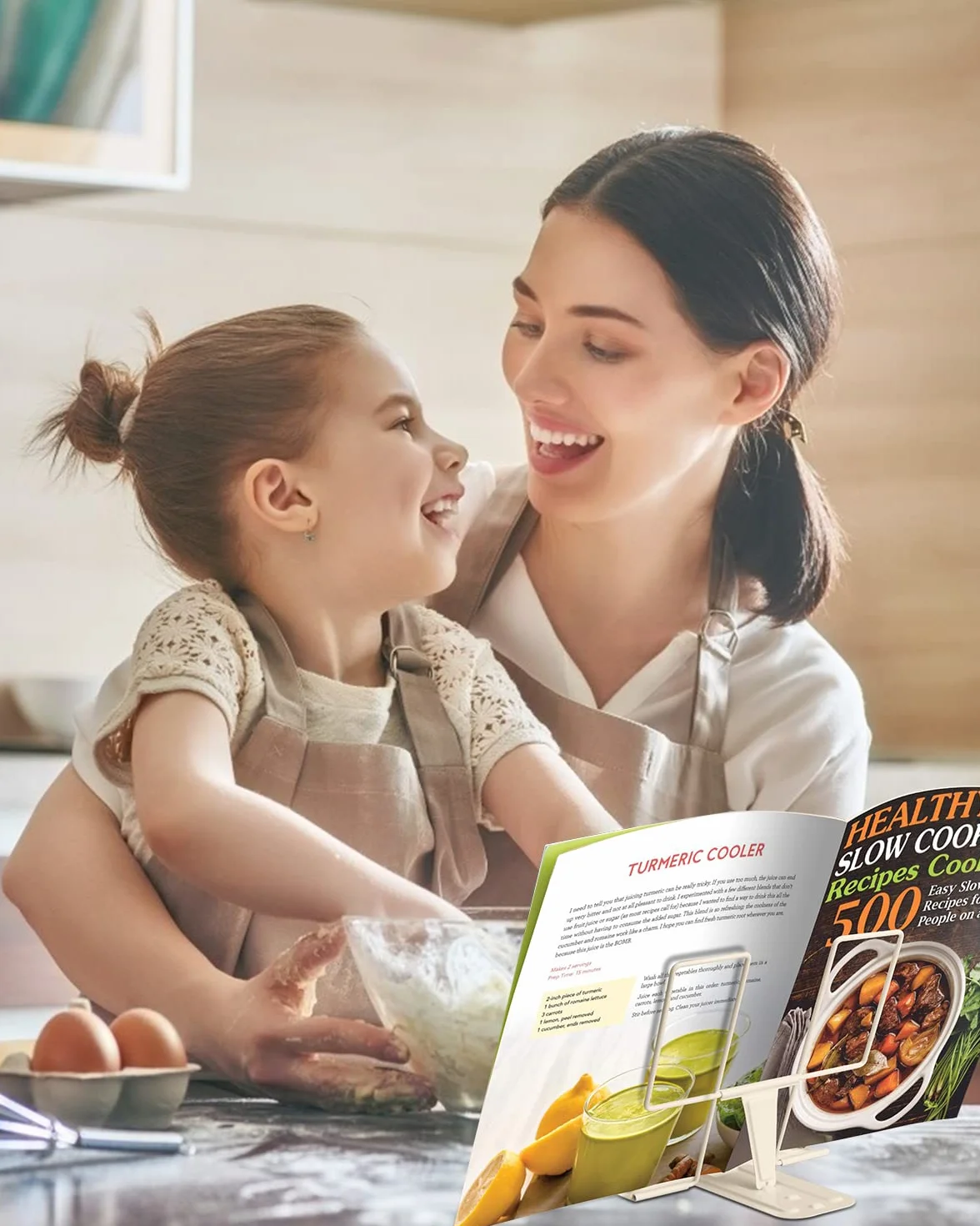 Supporto da lettura regolabile in metallo per libro, iPad, ricettario, giallo chiaro