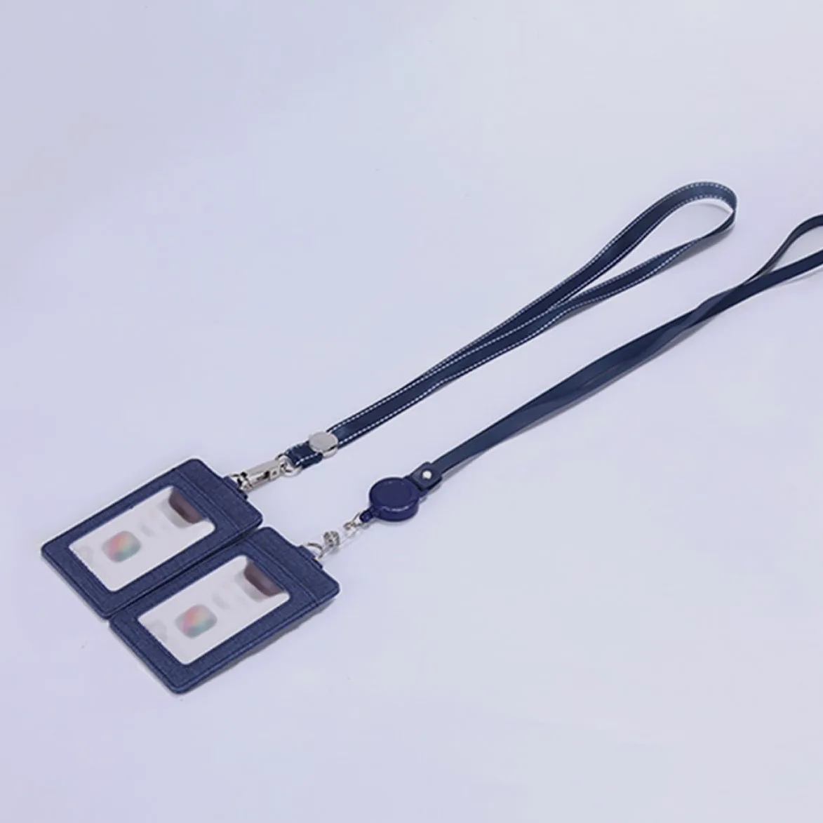 9pezzi Portabadge Retrattile Pelle Pu Con Lanyard Per Id Studenti e Chiavi Design Lato e Finestra